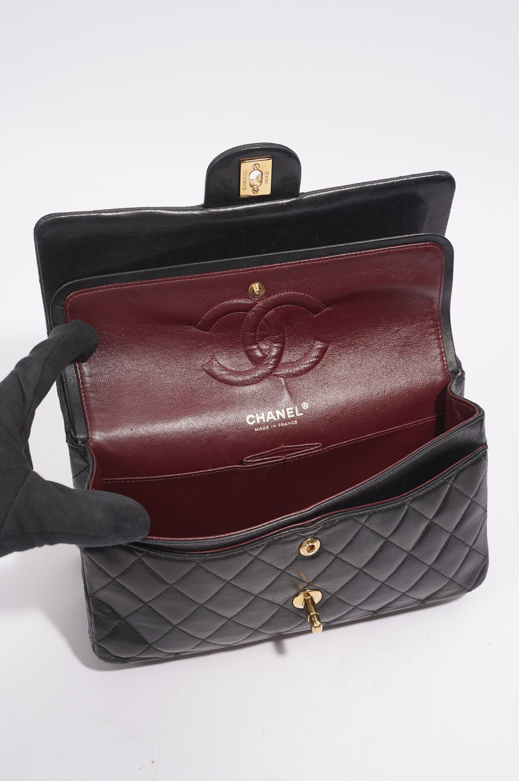 Chanel Lambskin Classic Double Flap Black Leather Medium