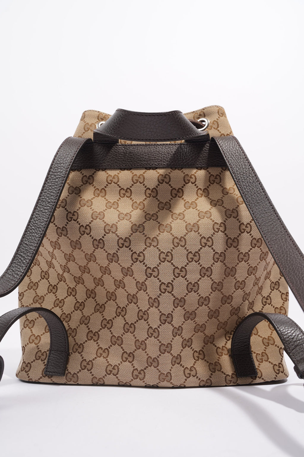 Gucci Womens GG Drawstring Backpack Brown
