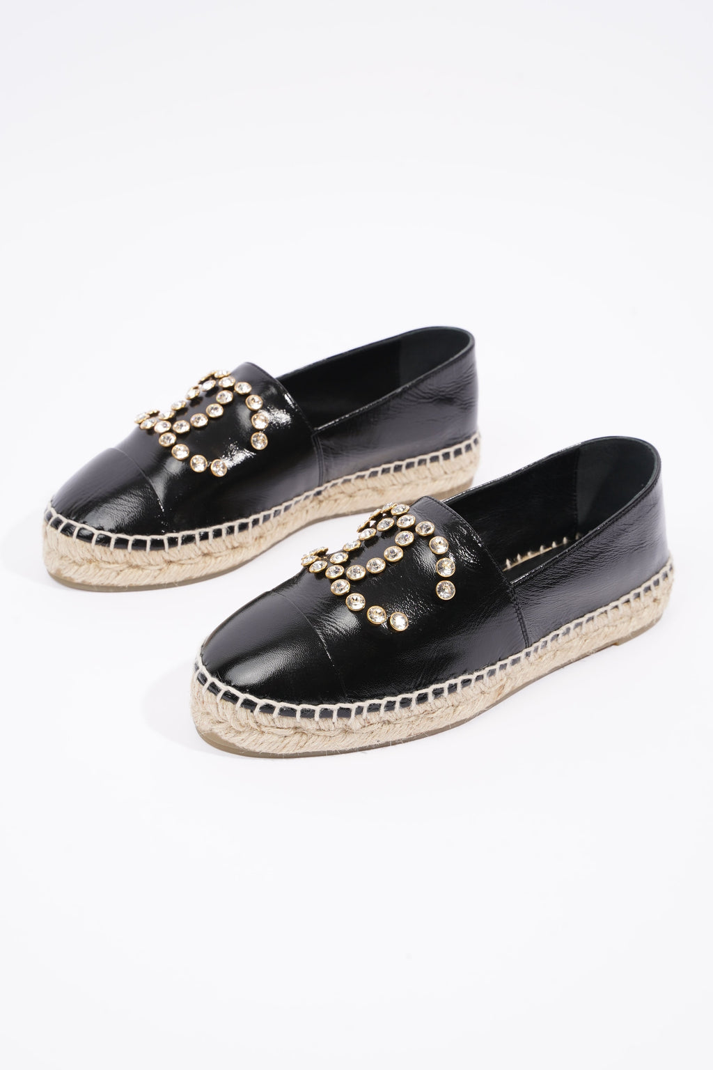 Chanel Womens Espadrilles Black Patent Leather EU 36 / UK 3