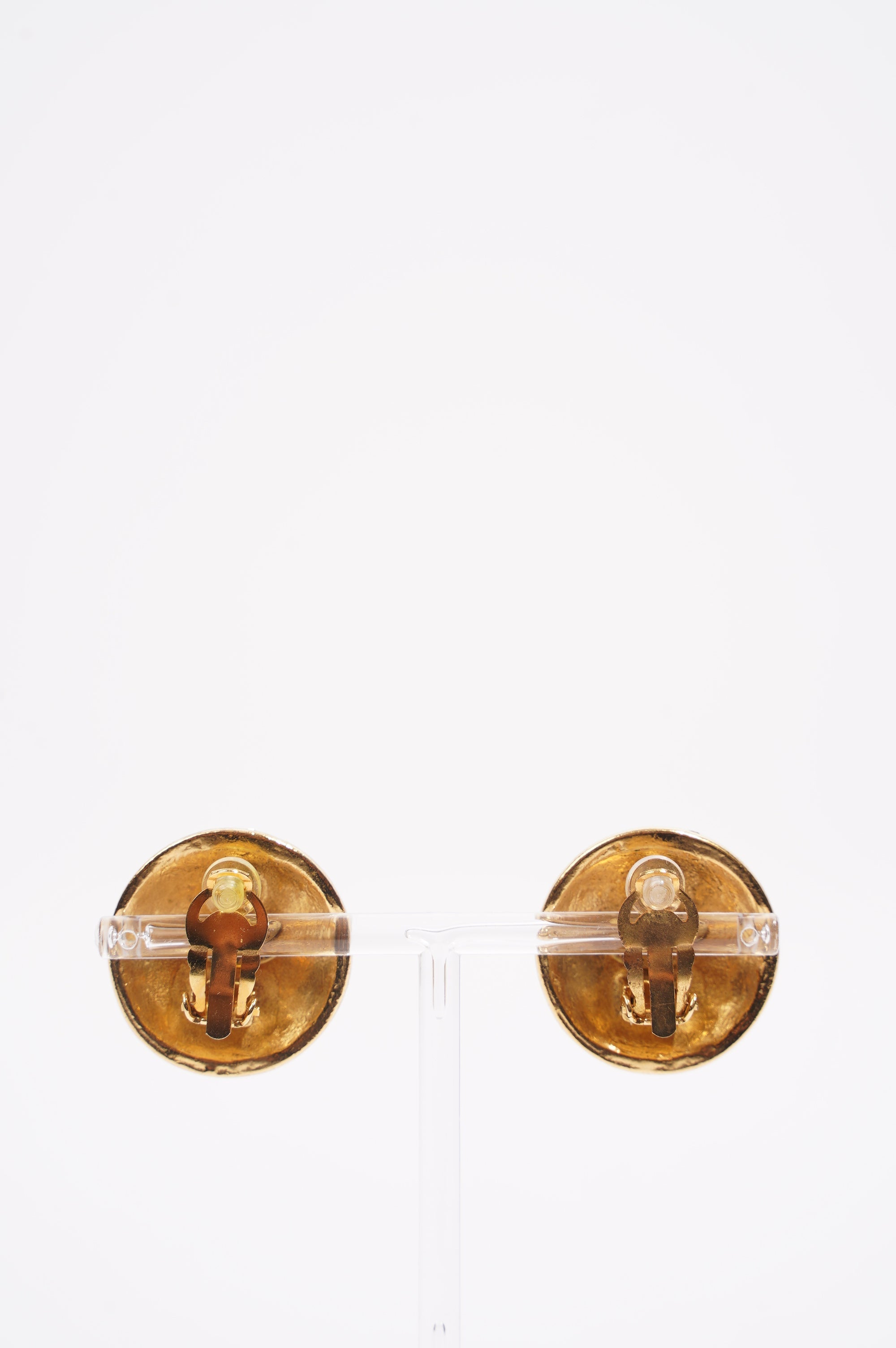 Chanel Womens CC with Crystals Earrings Gold Finish Base Metal 1980-90
