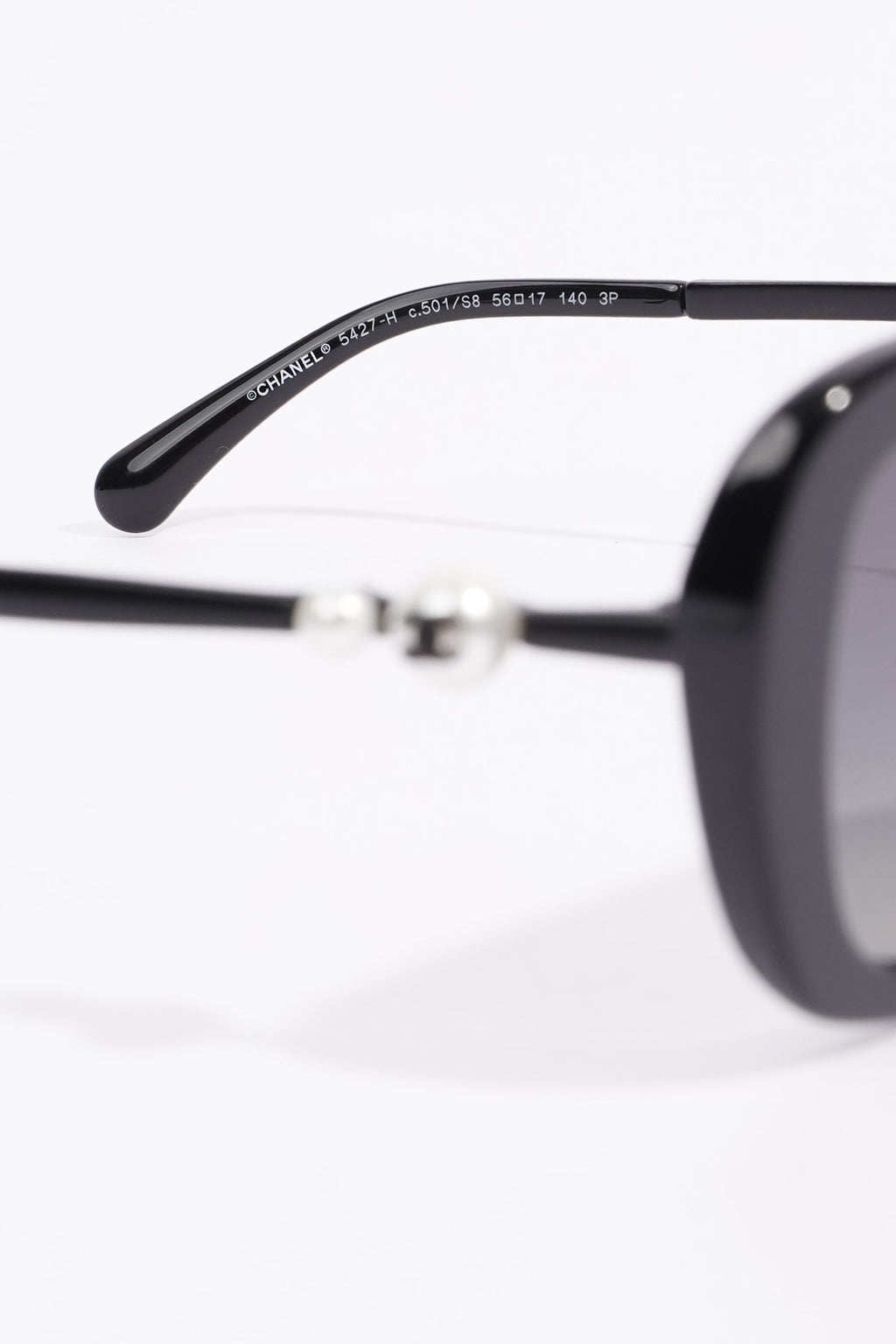 Chanel Womens Pearl CC Sunglasses Black Acetate 140