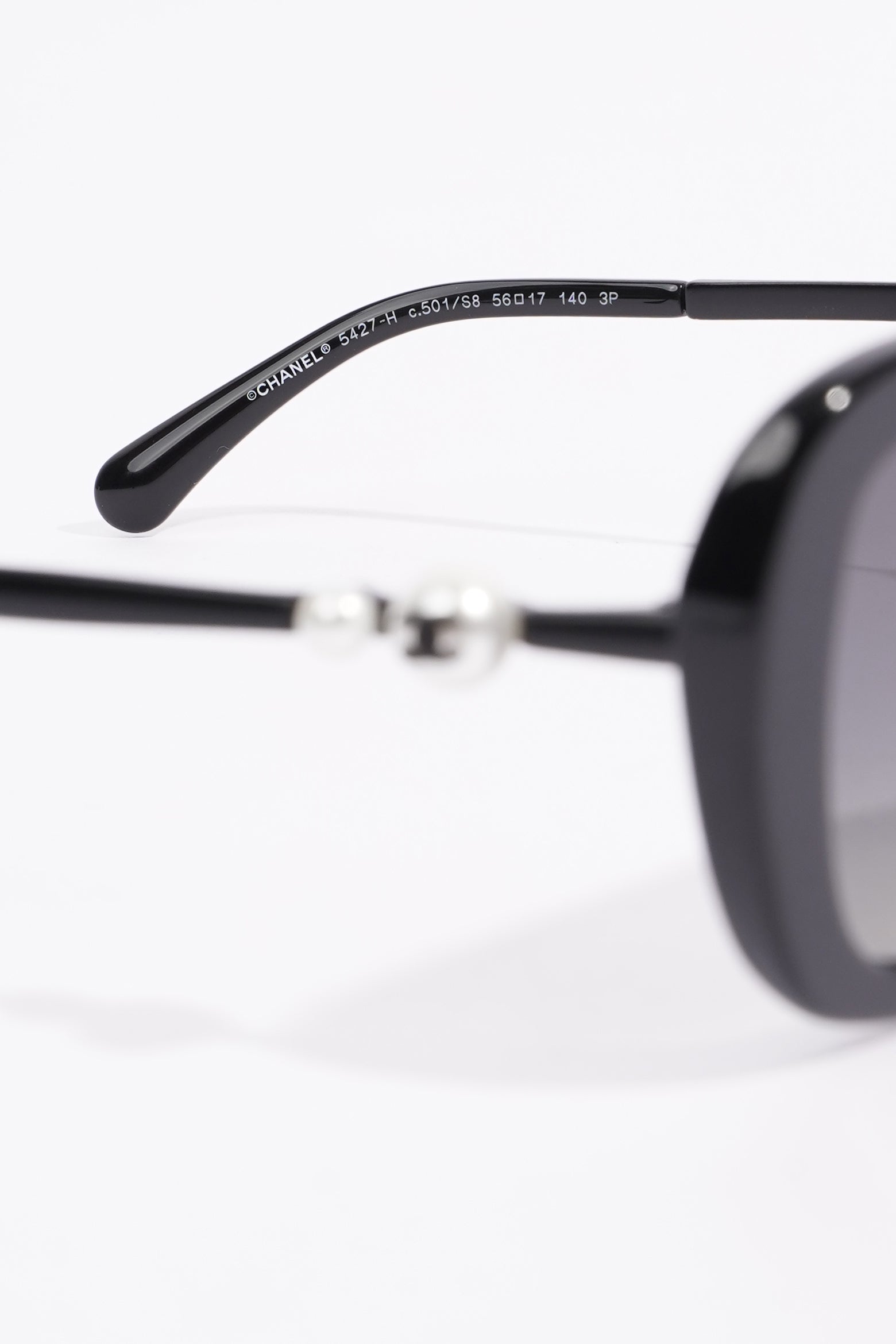 Chanel Womens Pearl CC Sunglasses Black Acetate 140