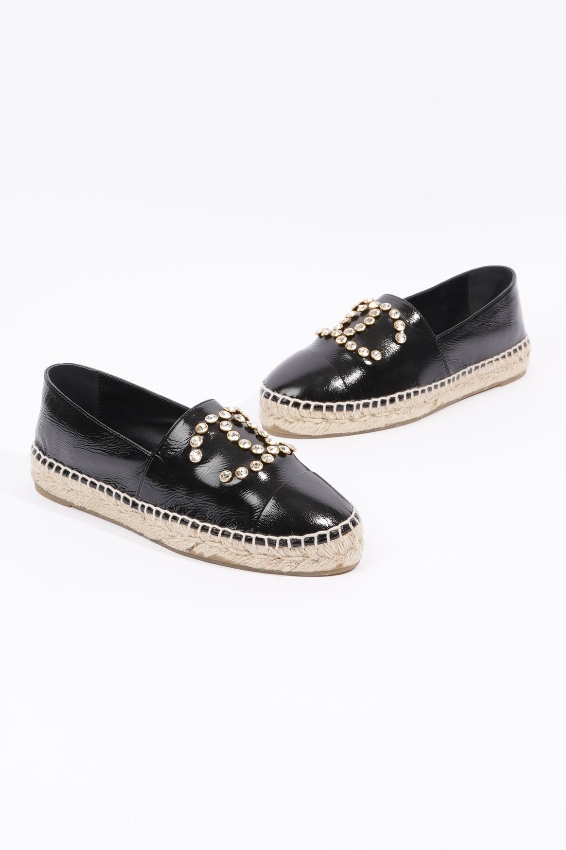 Chanel Womens Espadrilles Black Patent Leather EU 36 / UK 3