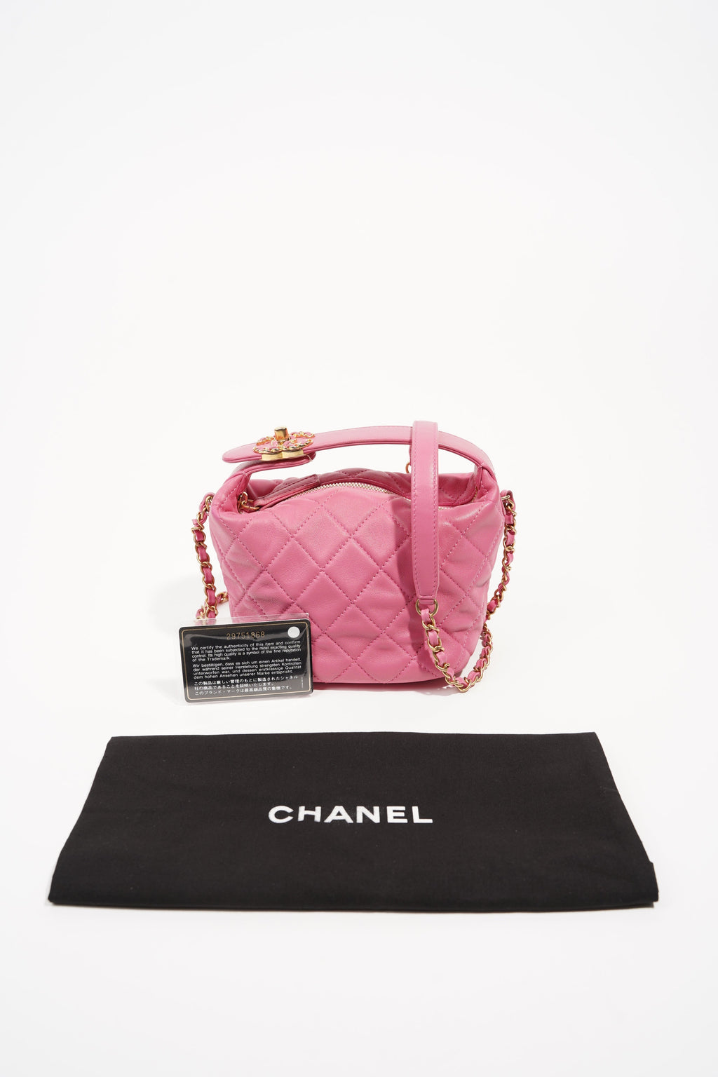 Chanel Womens Bowling Bag Pink Lambskin