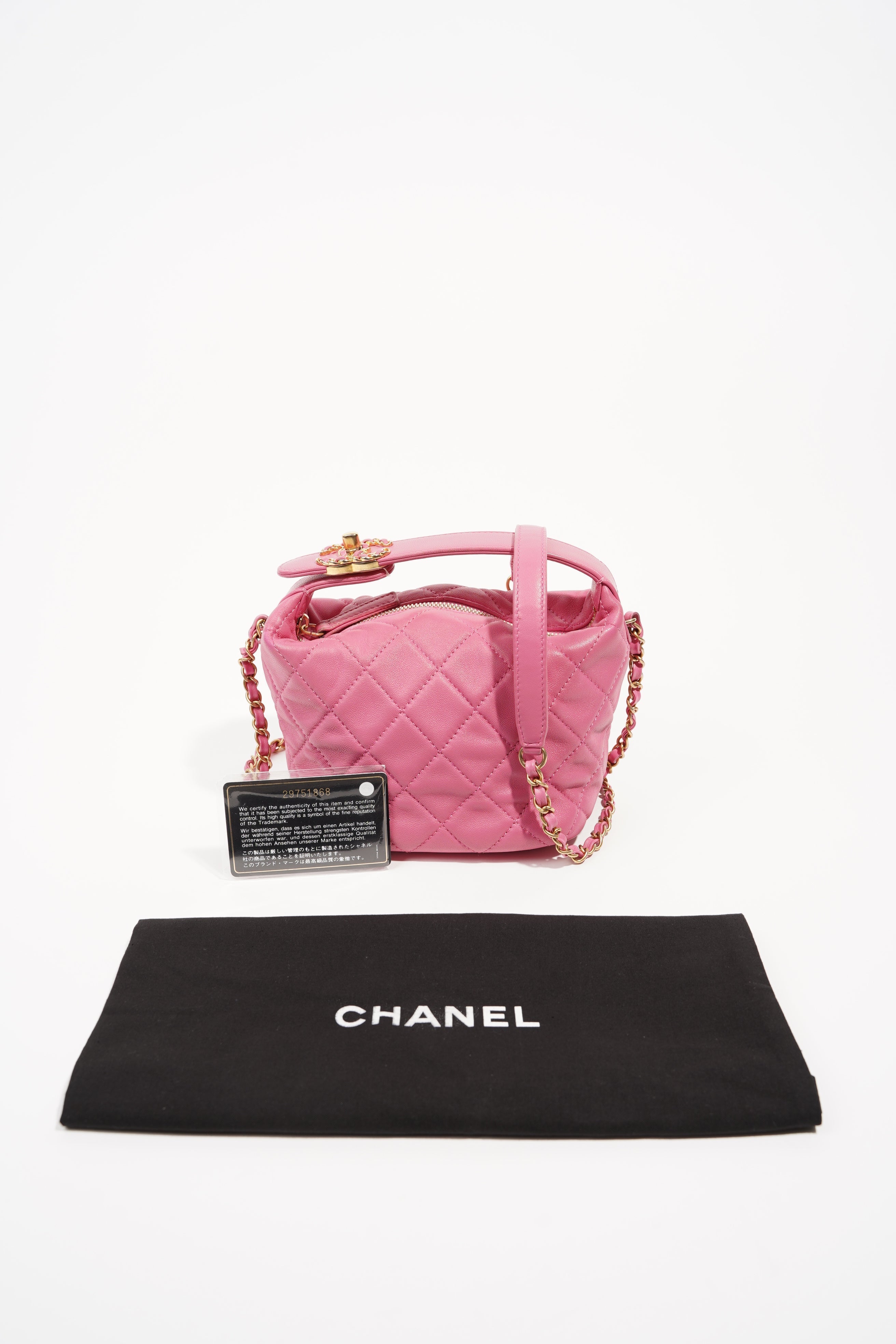 Chanel Womens Bowling Bag Pink Lambskin