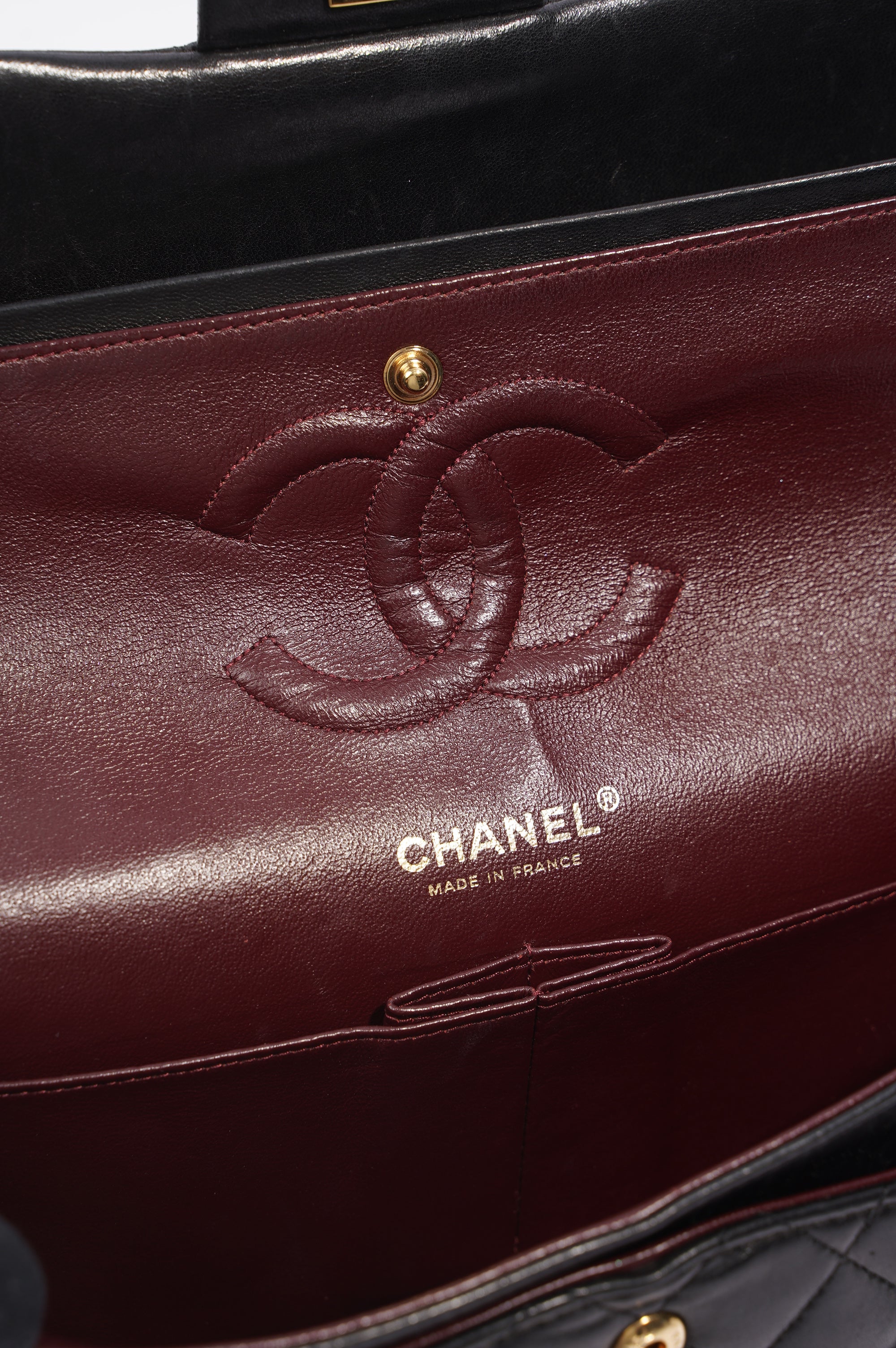Chanel Lambskin Classic Double Flap Black Leather Medium