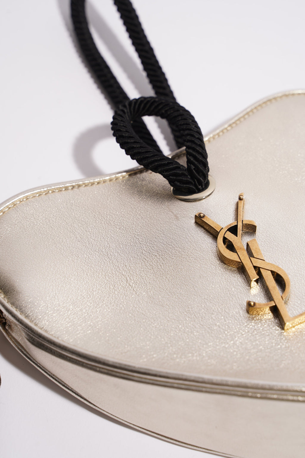 Saint Laurent Womens Heart Clutch Golden Leather