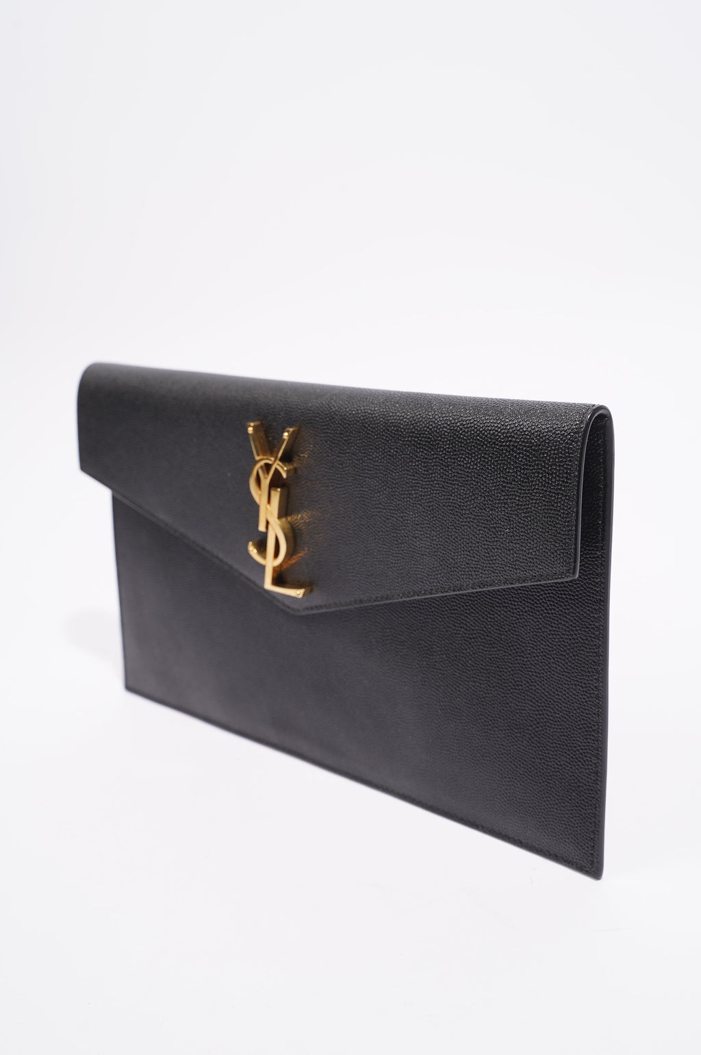 Saint Laurent Womens Uptown Pouch Black / Gold