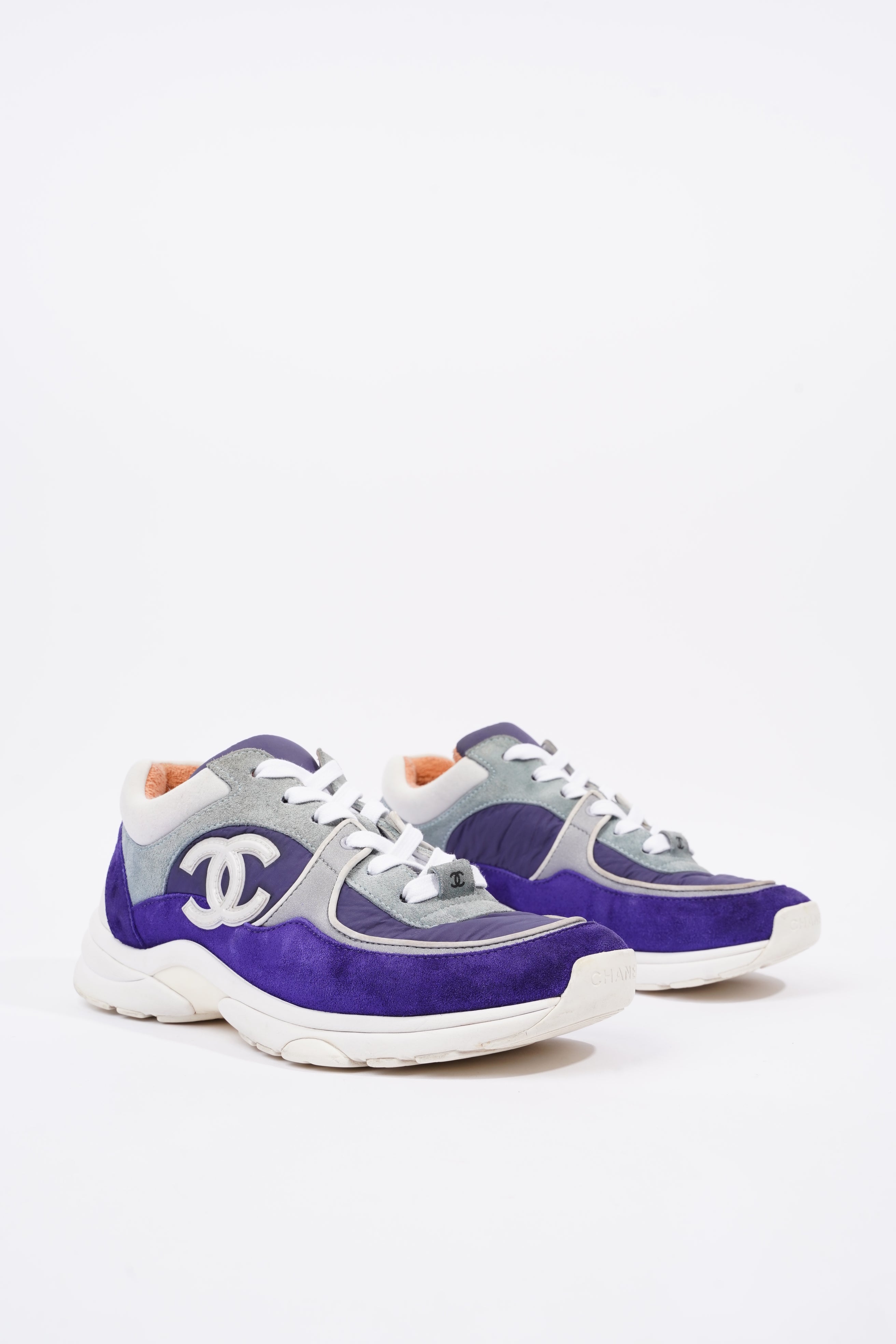 Chanel Womens CC Logo Sneaker Blue / White / Orange EU 39 / UK 6