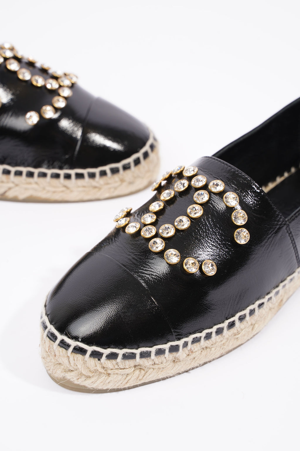 Chanel Womens Espadrilles Black Patent Leather EU 36 / UK 3