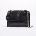 Saint Laurent Womens Sunset Bag Black Croc Medium