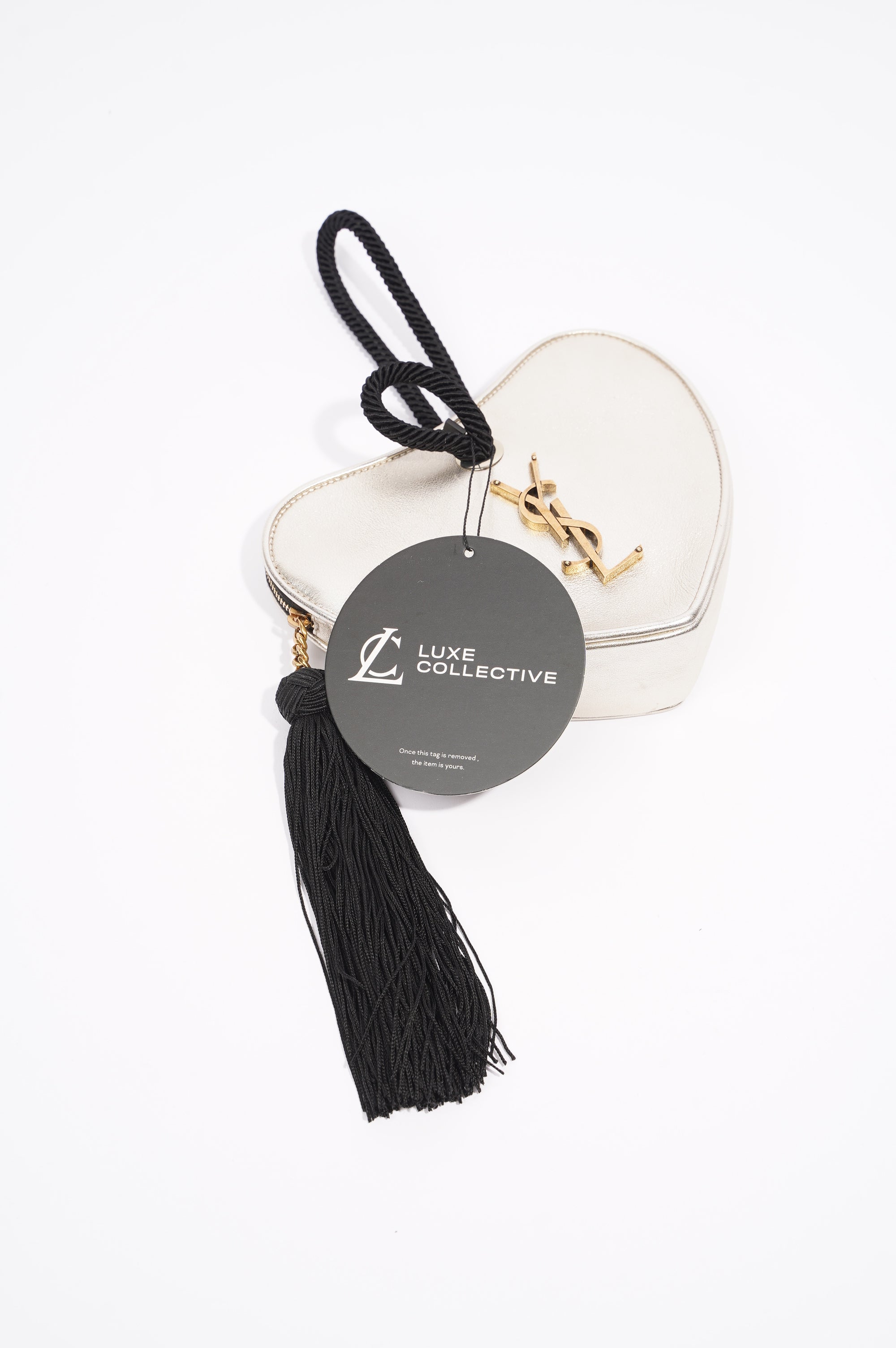 Saint Laurent Womens Heart Clutch Golden Leather