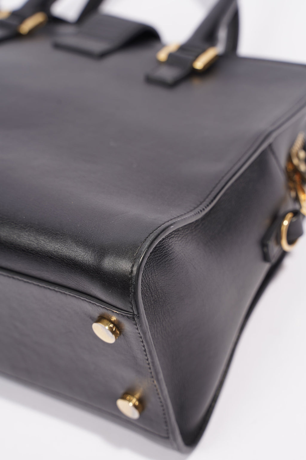 Saint Laurent Womens Cabas Black / Gold Small