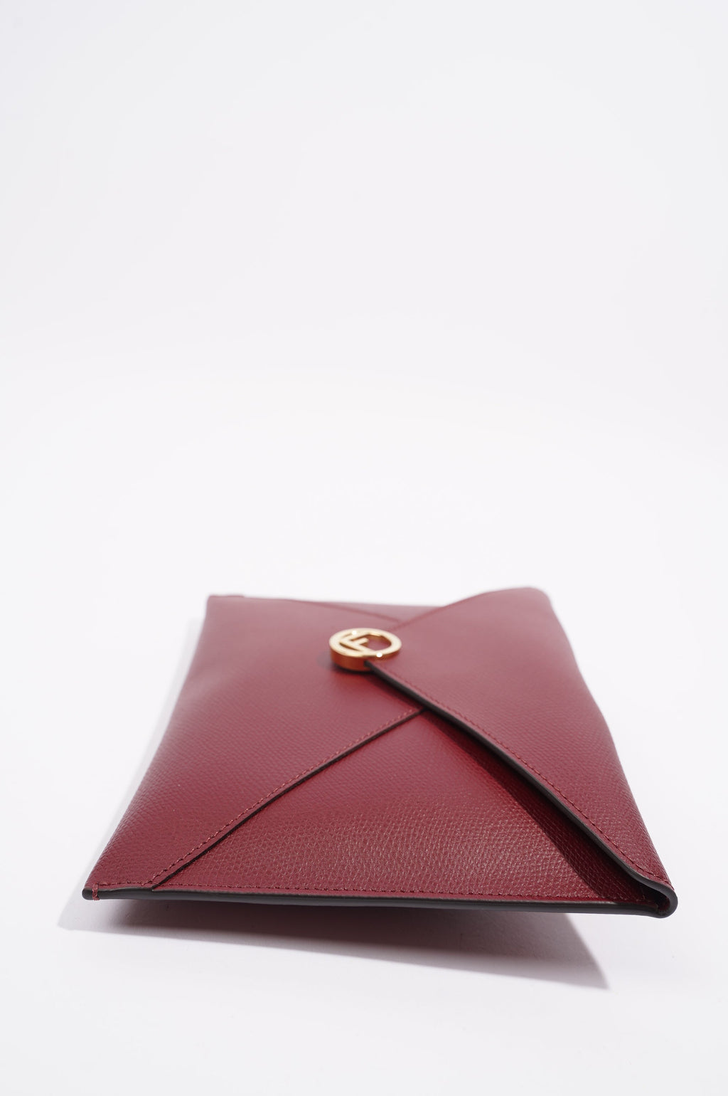 Fendi Womens Pouch Clutch Burgundy Leather