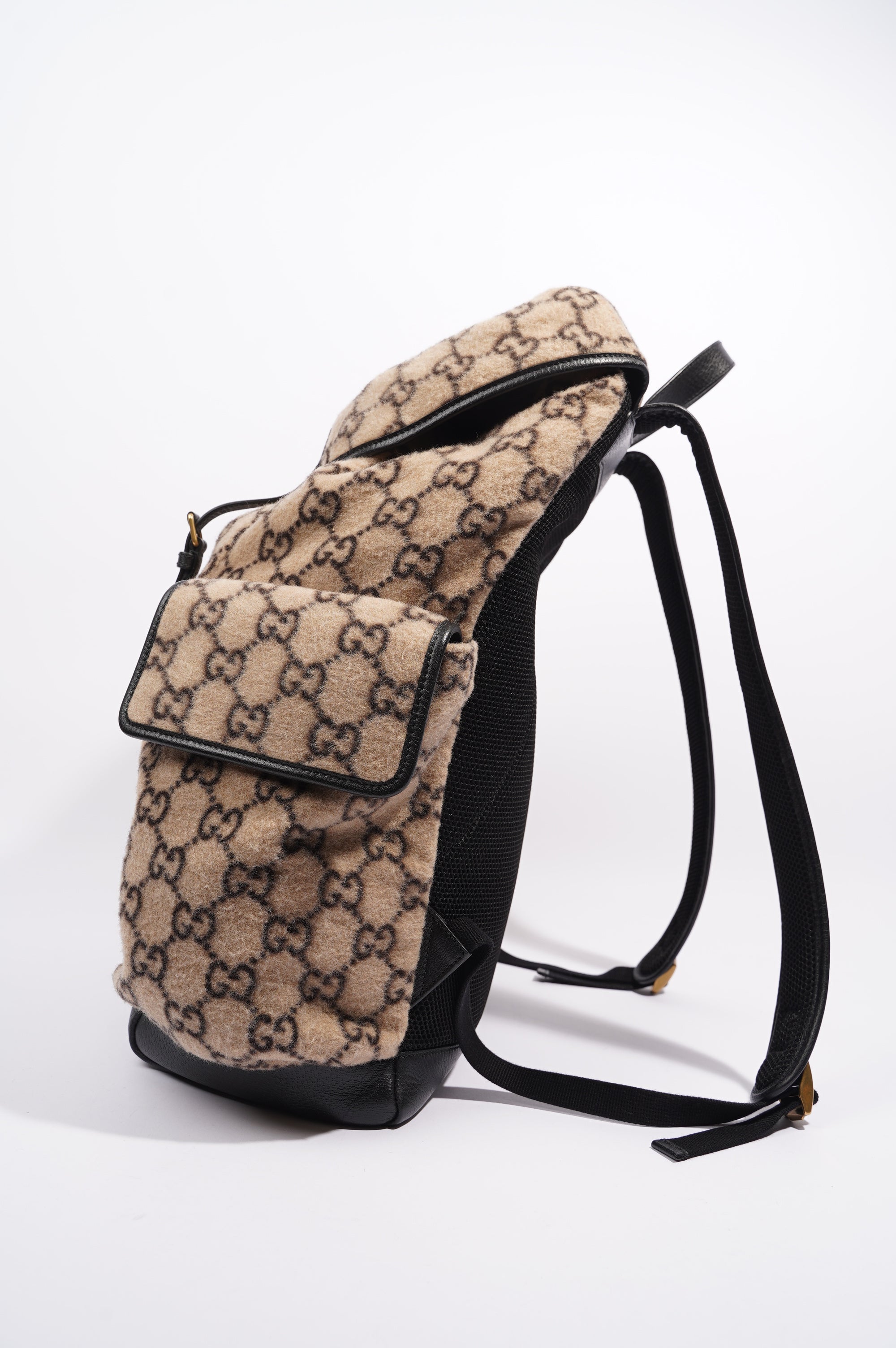 Gucci Womens GG Backpack Beige Wool