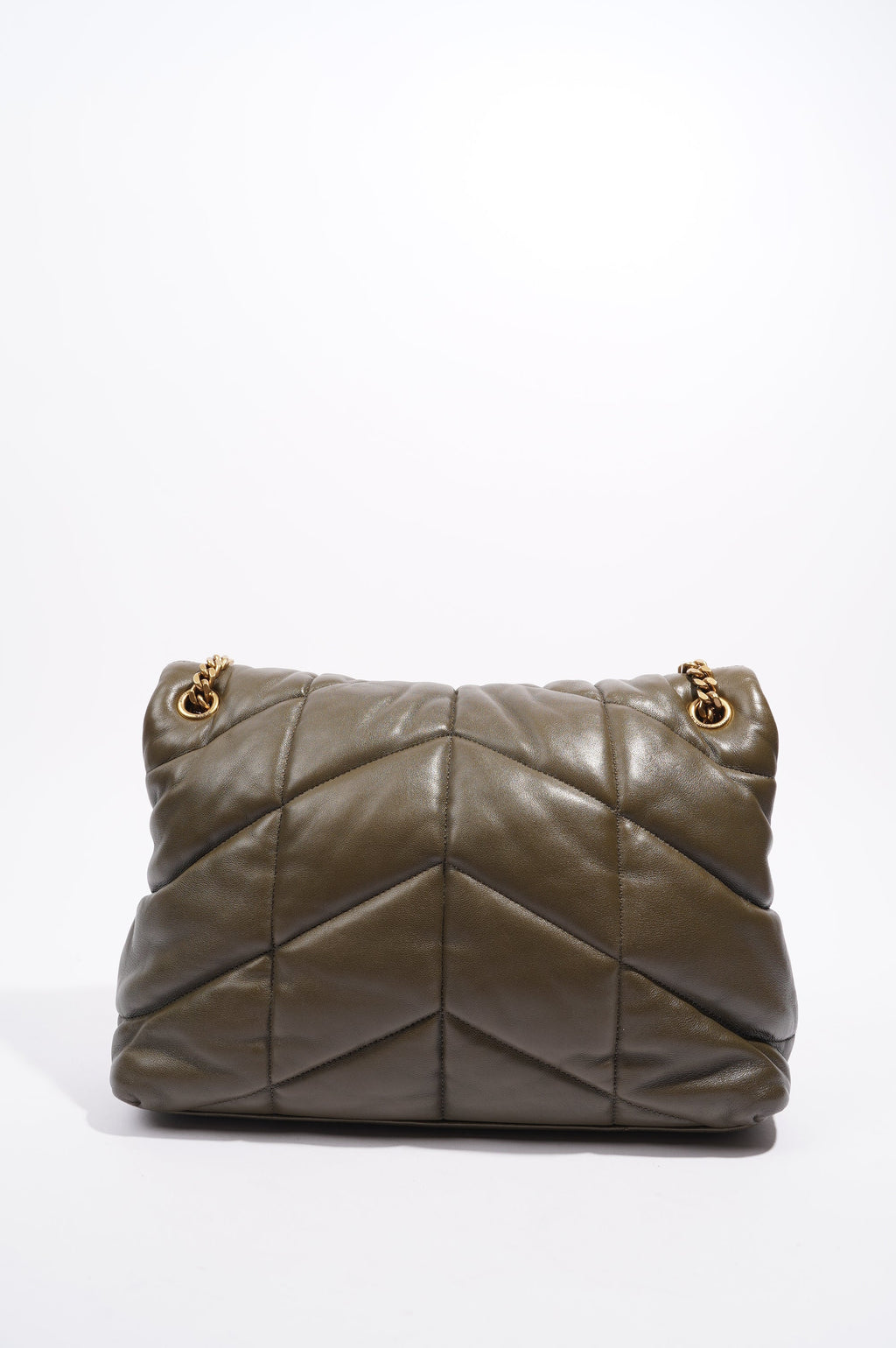 Saint Laurent Womens Lou Lou Puffer Khaki Medium