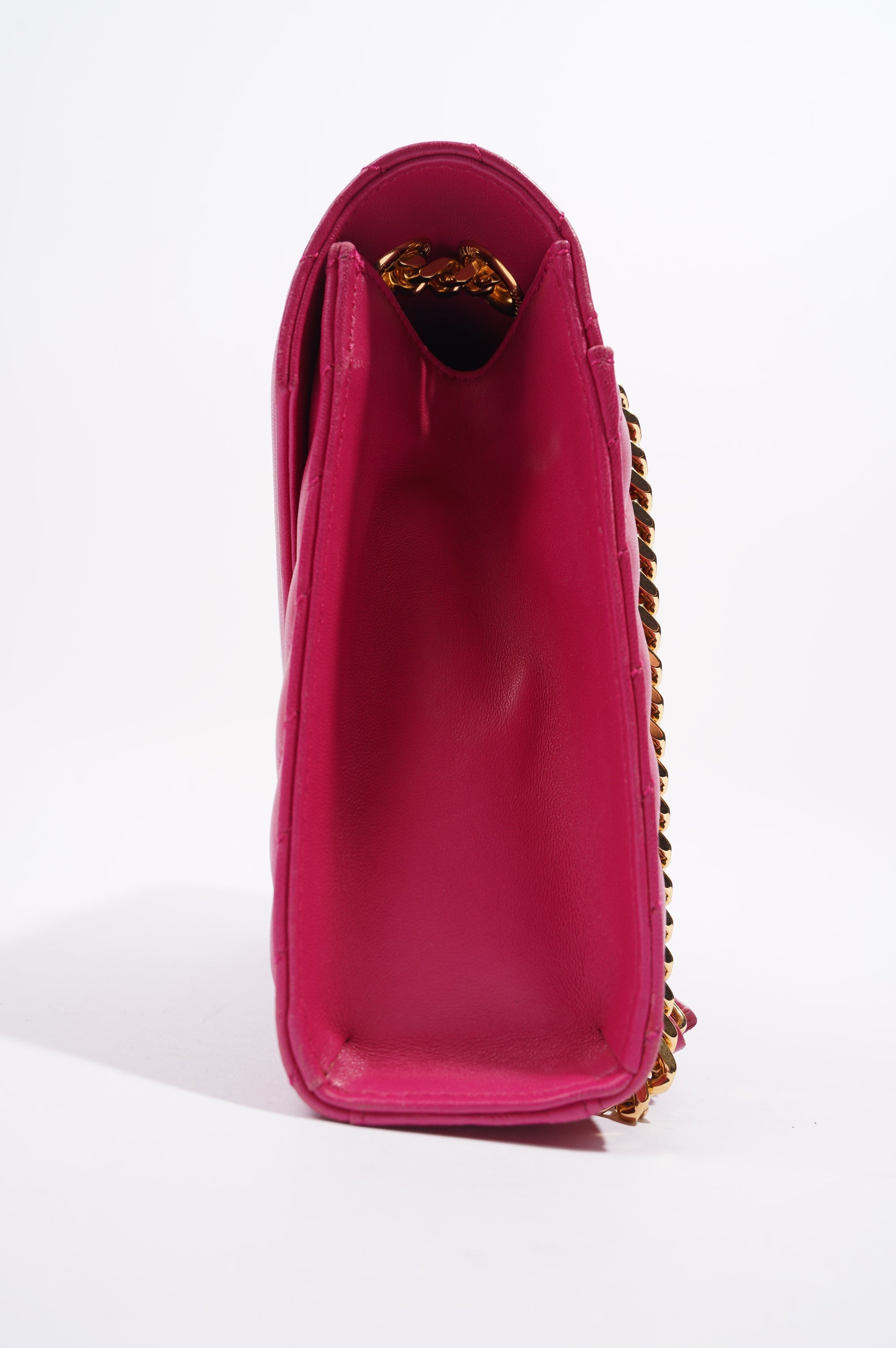 Saint Laurent Womens Chevron Envelope Bag Pink Medium