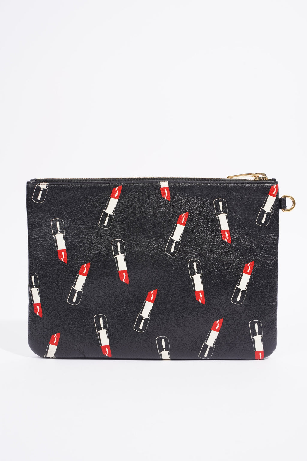 Saint Laurent Womens Lipstick Pouch Black Leather
