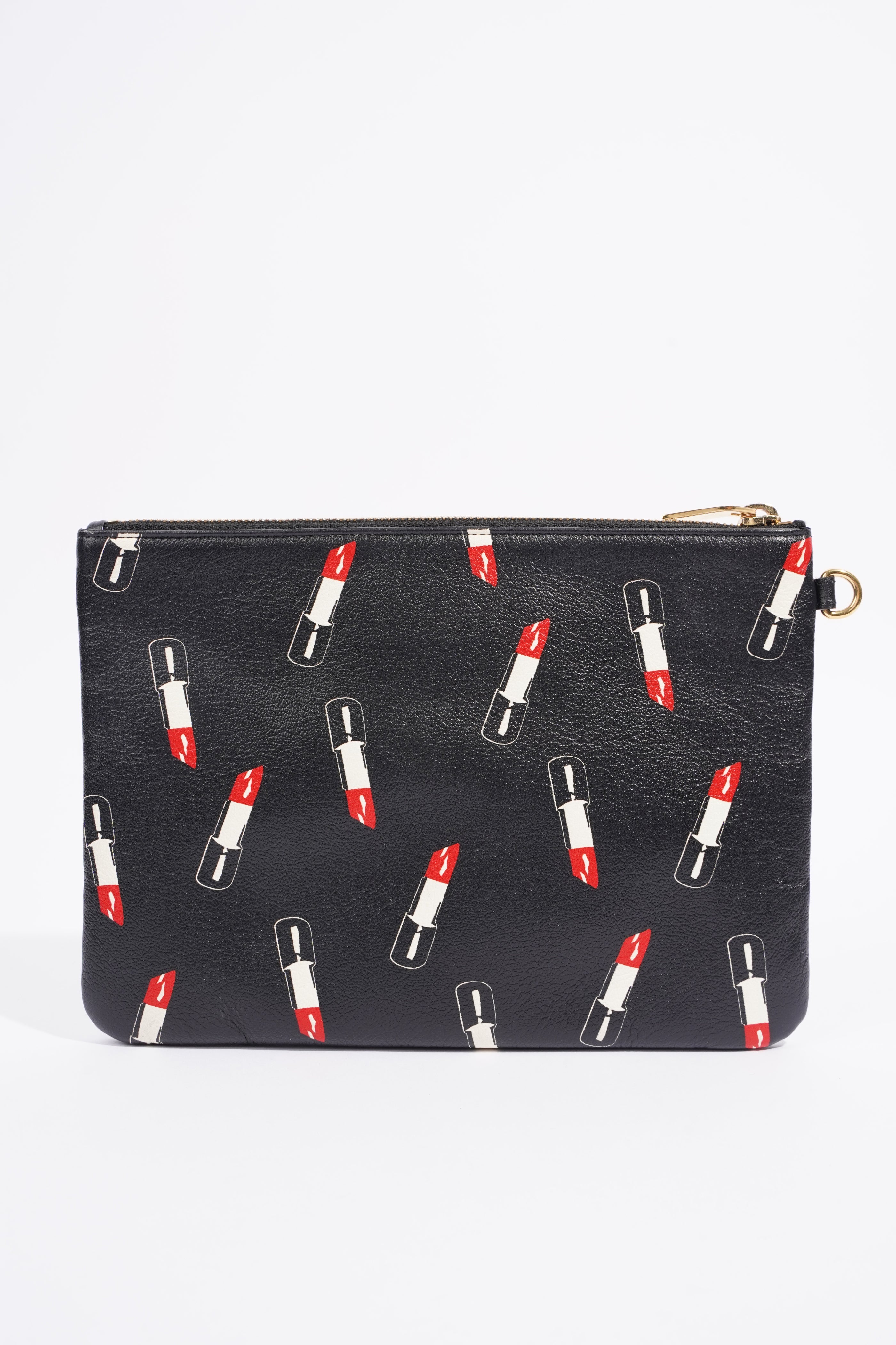 Saint Laurent Womens Lipstick Pouch Black Leather