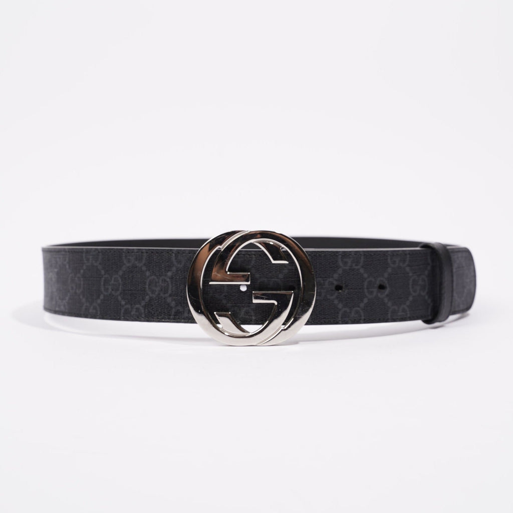 Gucci Mens Interlocking Belt Black / Silver 85-34