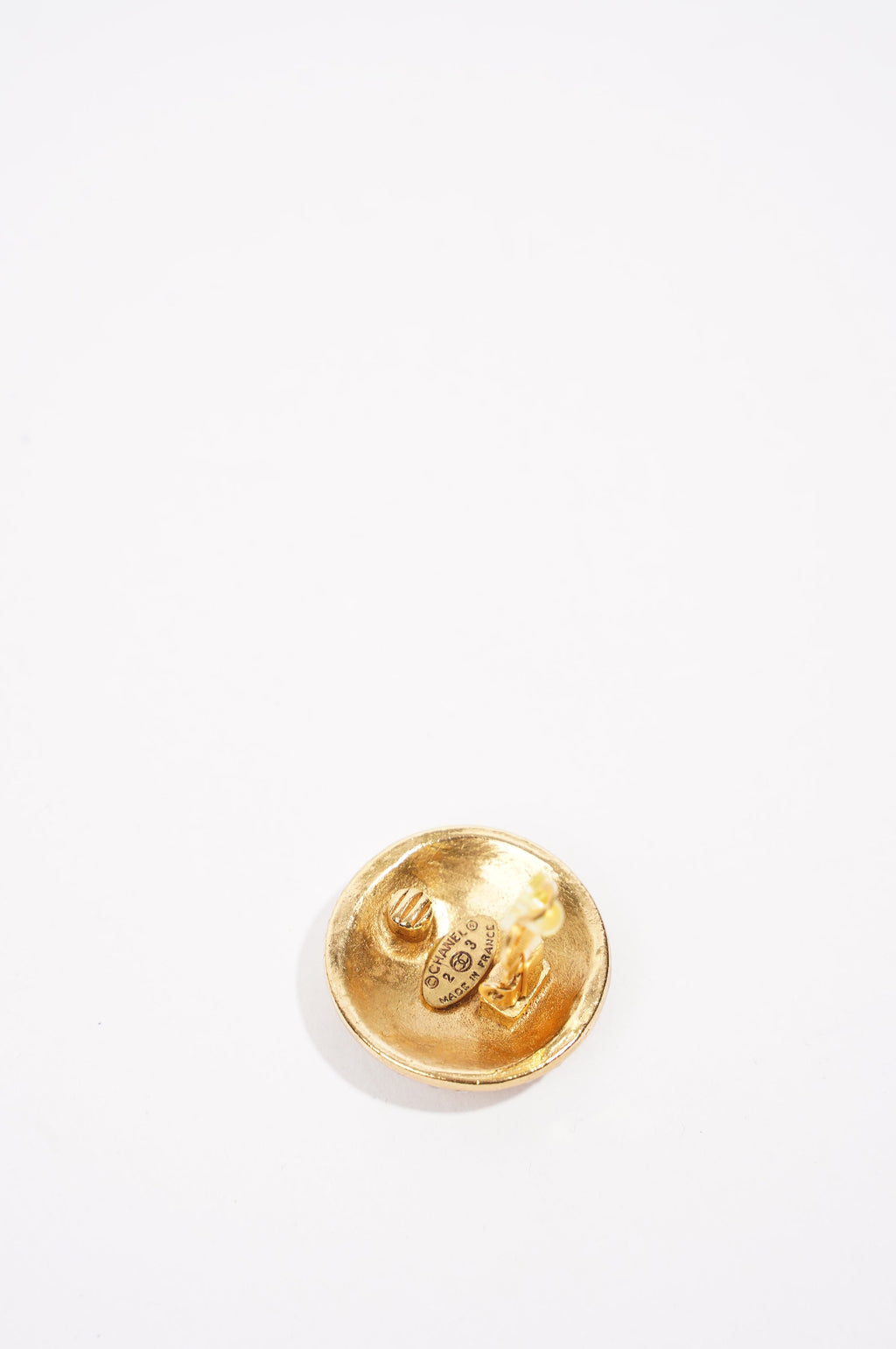 Chanel Womens CC with Crystals Earrings Gold Finish Base Metal 1980-90