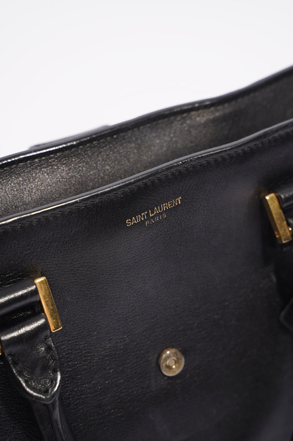Saint Laurent Womens Cabas Black / Gold Small