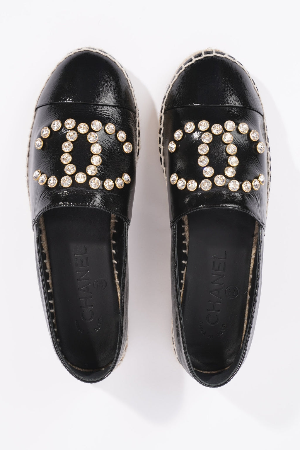 Chanel Womens Espadrilles Black Patent Leather EU 36 / UK 3