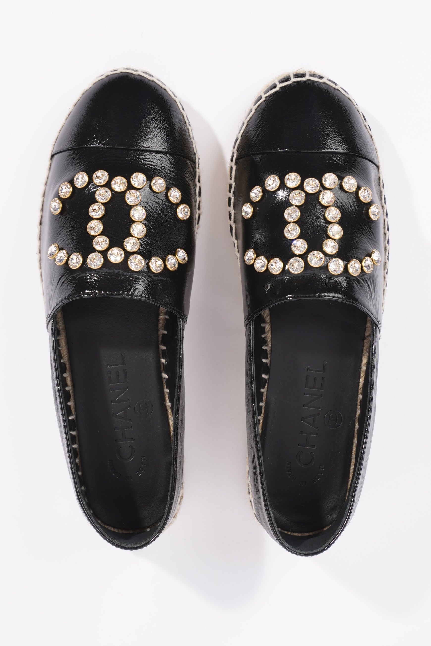 Chanel Womens Espadrilles Black Patent Leather EU 36 / UK 3