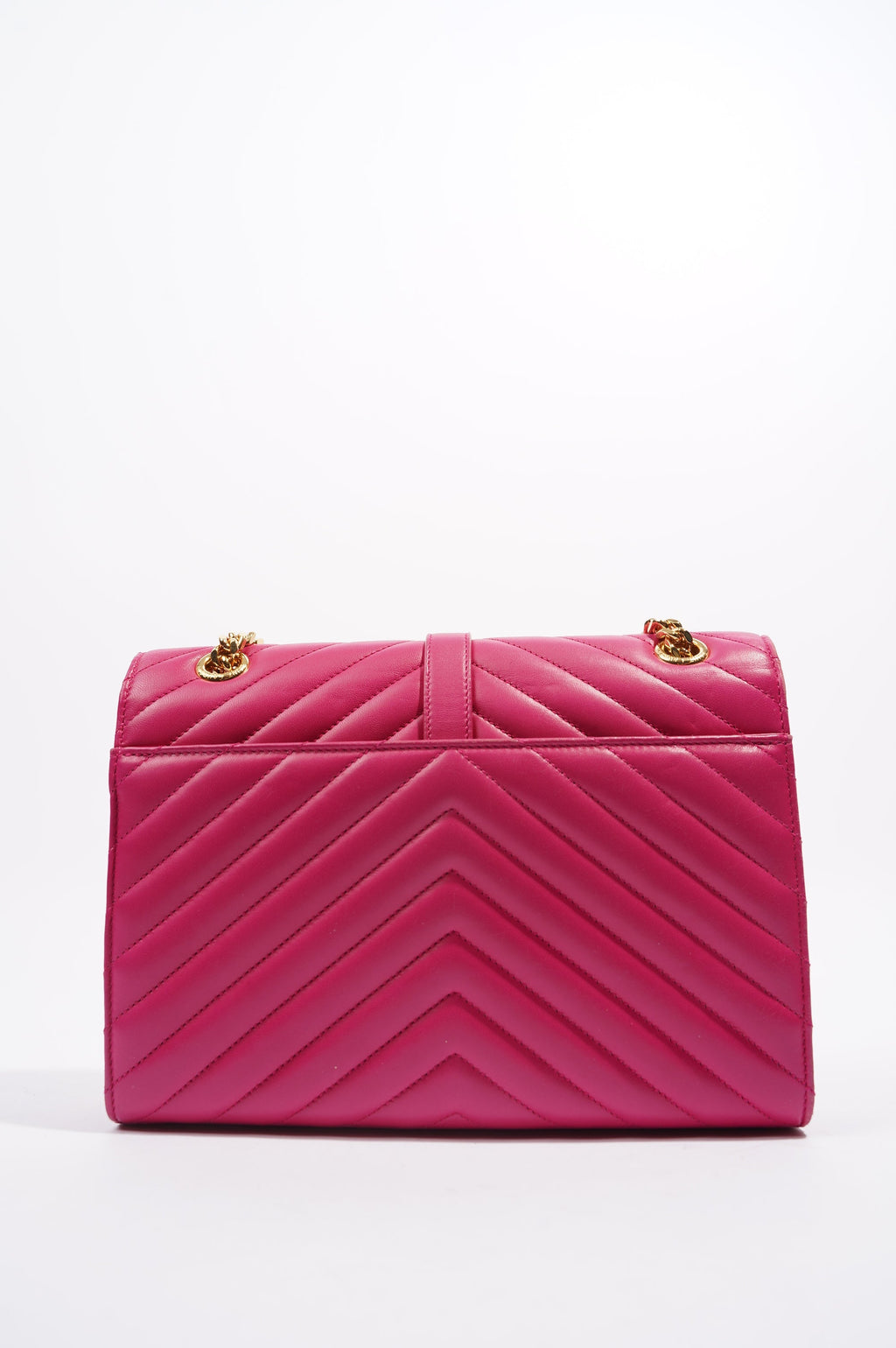 Saint Laurent Womens Chevron Envelope Bag Pink Medium