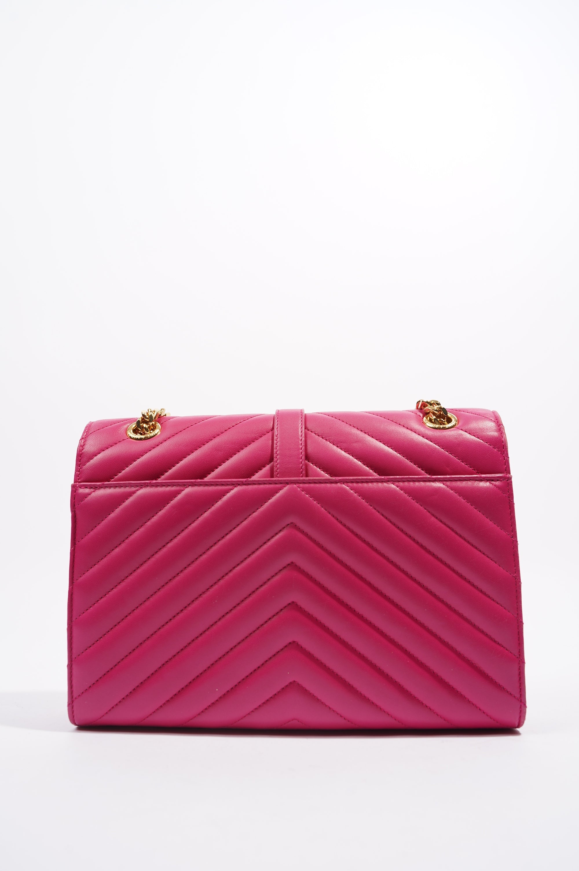 Saint Laurent Womens Chevron Envelope Bag Pink Medium