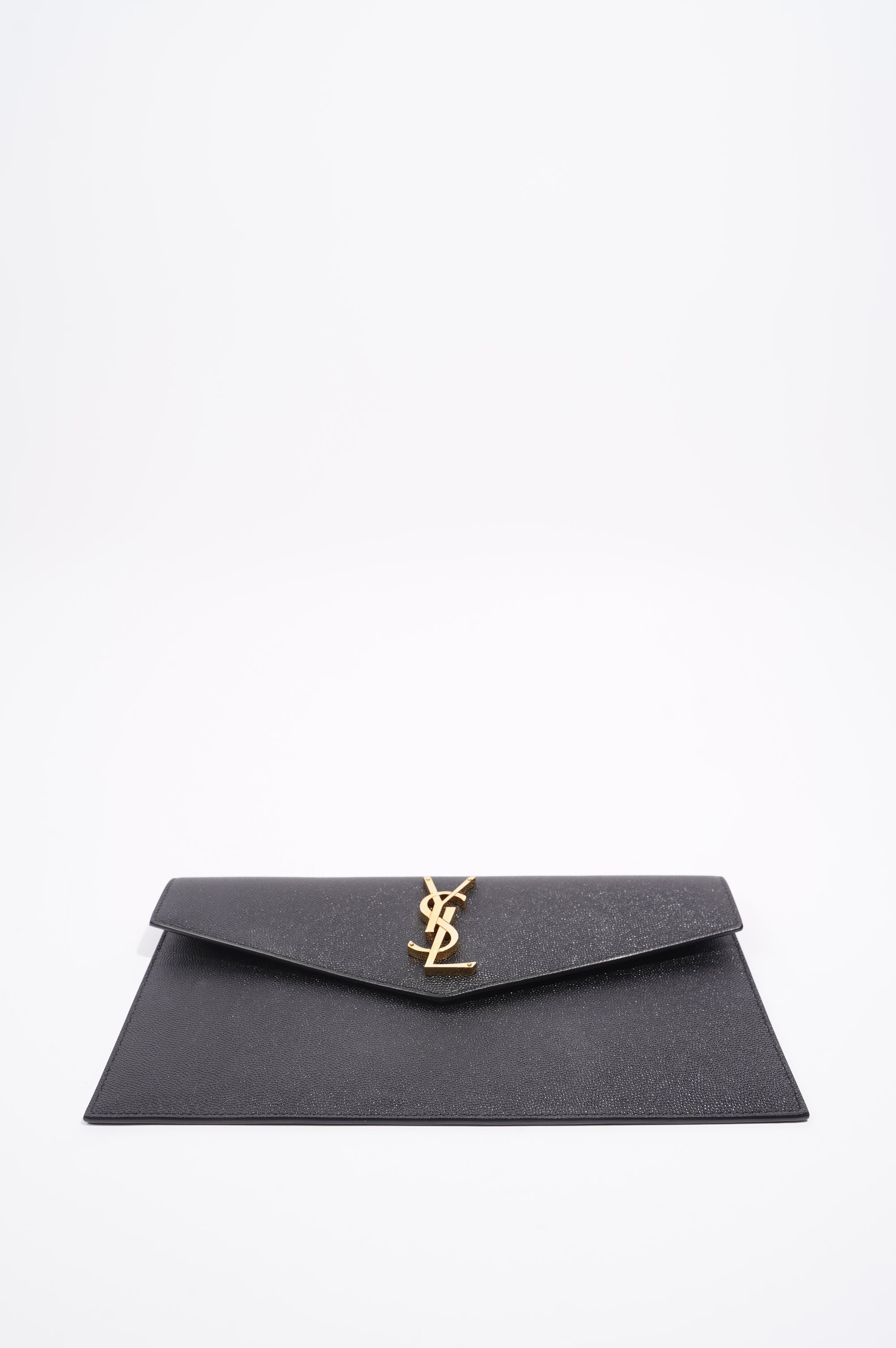 Saint Laurent Womens Uptown Pouch Black / Gold