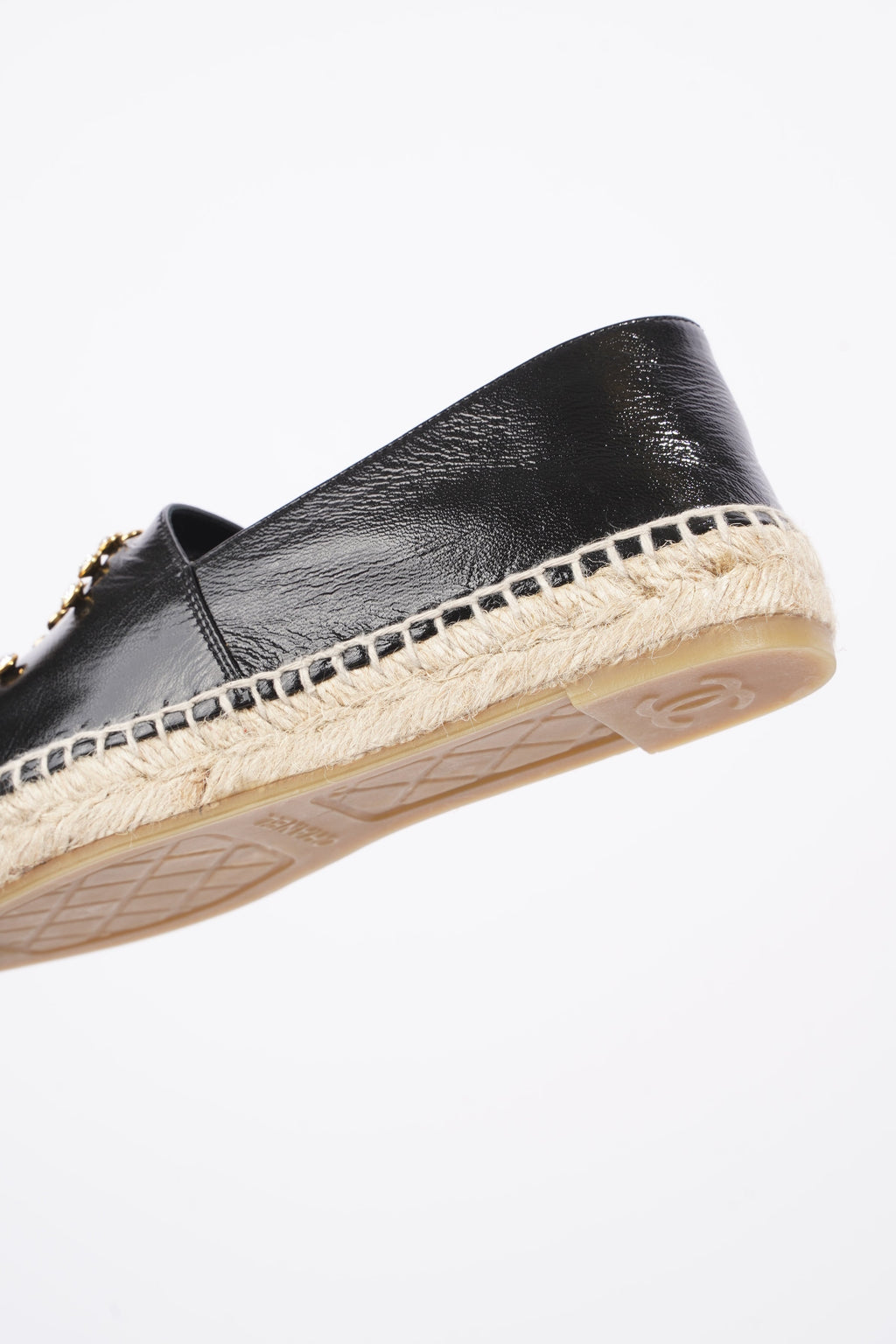 Chanel Womens Espadrilles Black Patent Leather EU 36 / UK 3