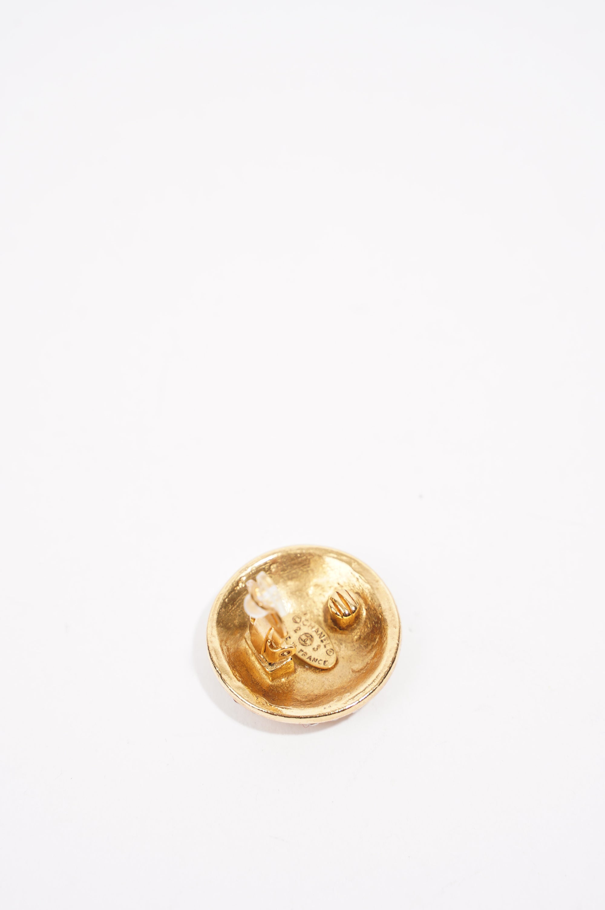 Chanel Womens CC with Crystals Earrings Gold Finish Base Metal 1980-90