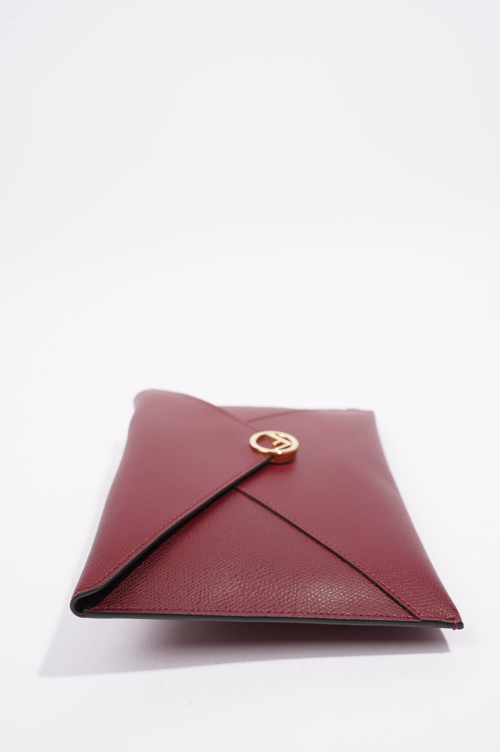 Fendi Womens Pouch Clutch Burgundy Leather