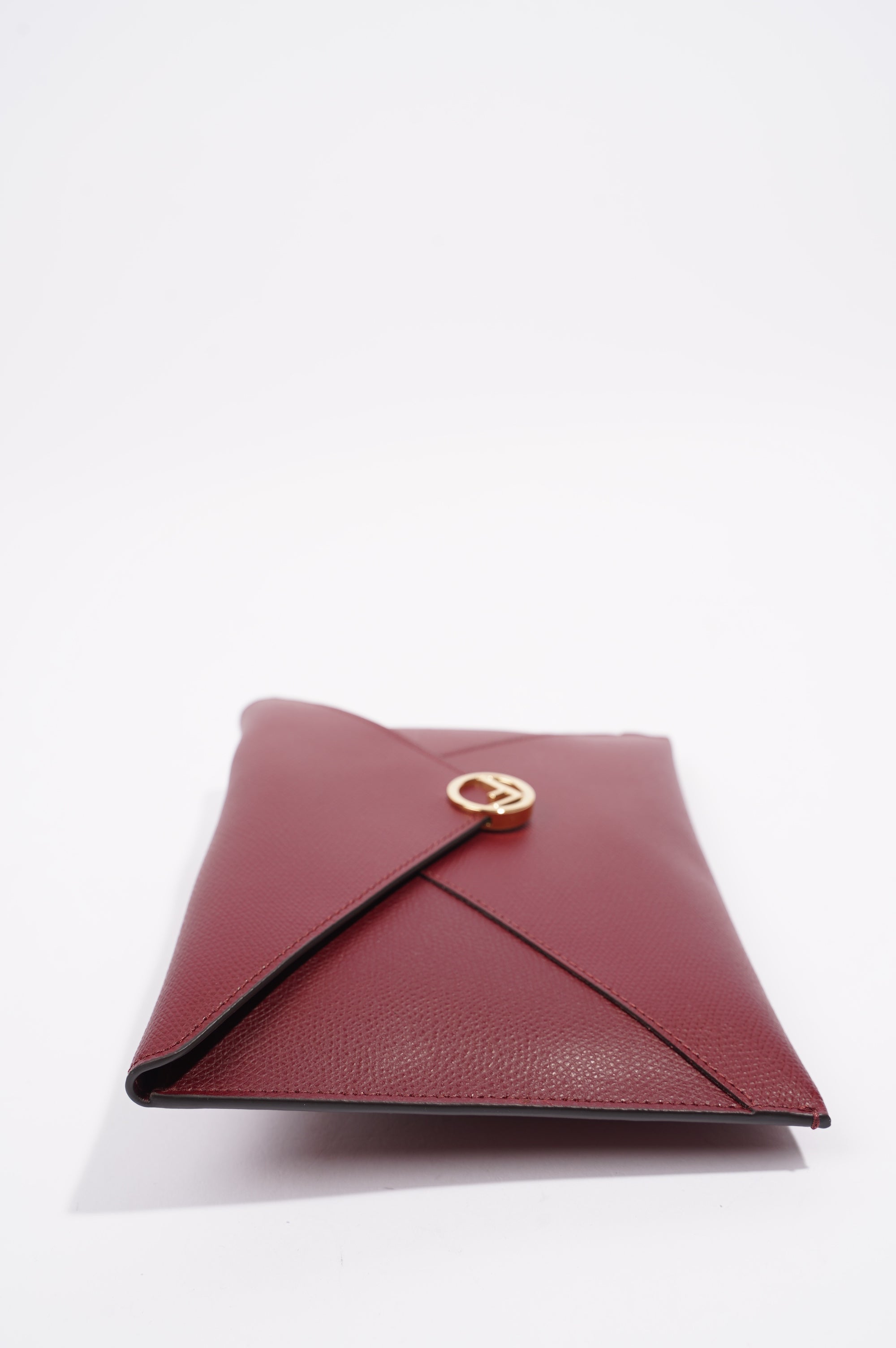 Fendi Womens Pouch Clutch Burgundy Leather