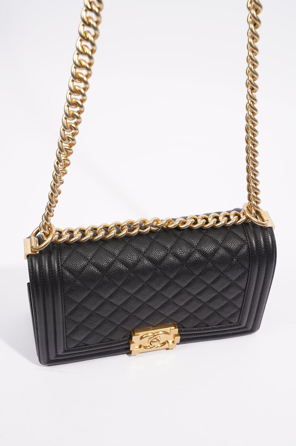 Chanel Womens Boy Bag Black Caviar Medium