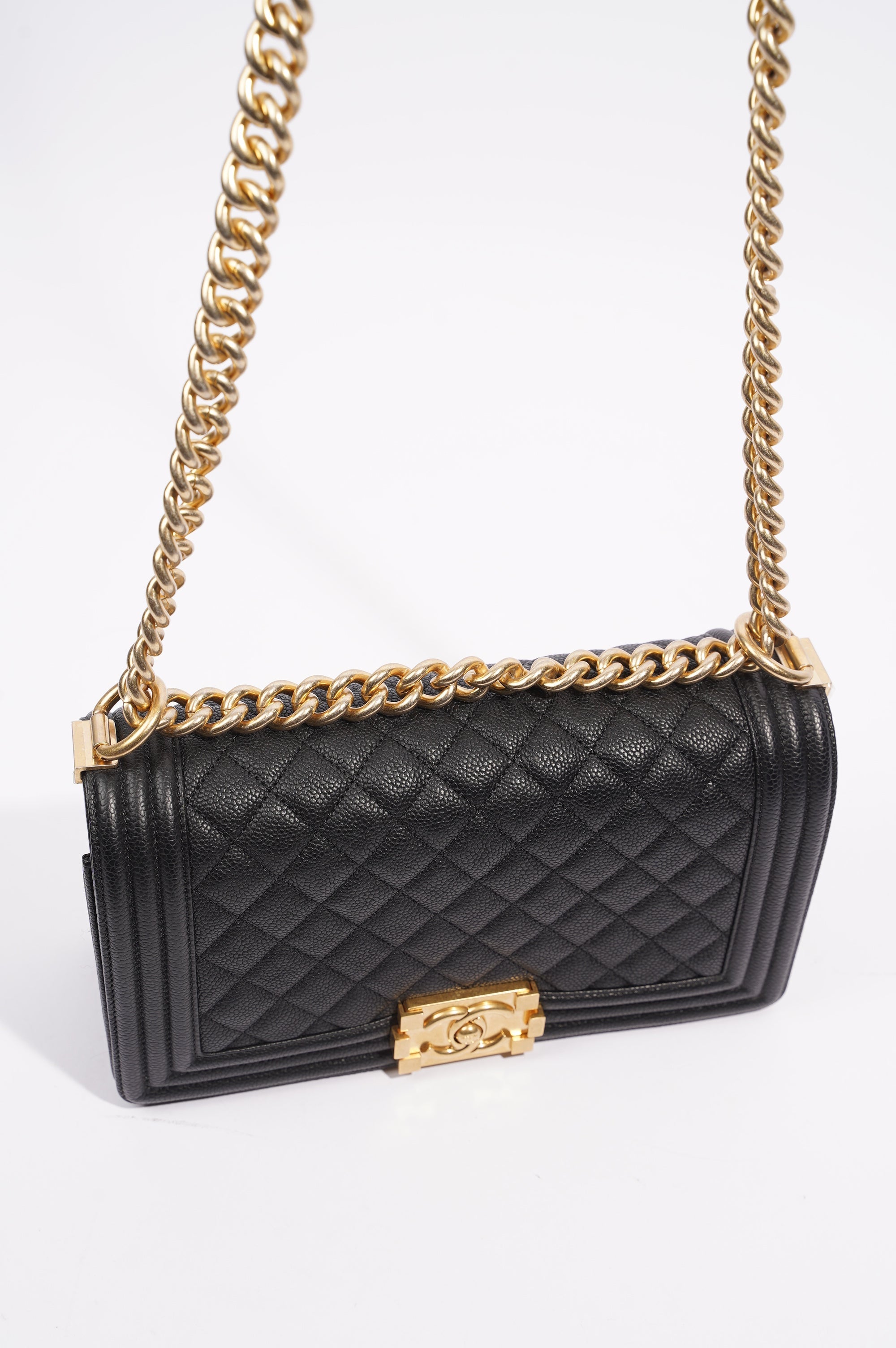 Chanel Womens Boy Bag Black Caviar Medium