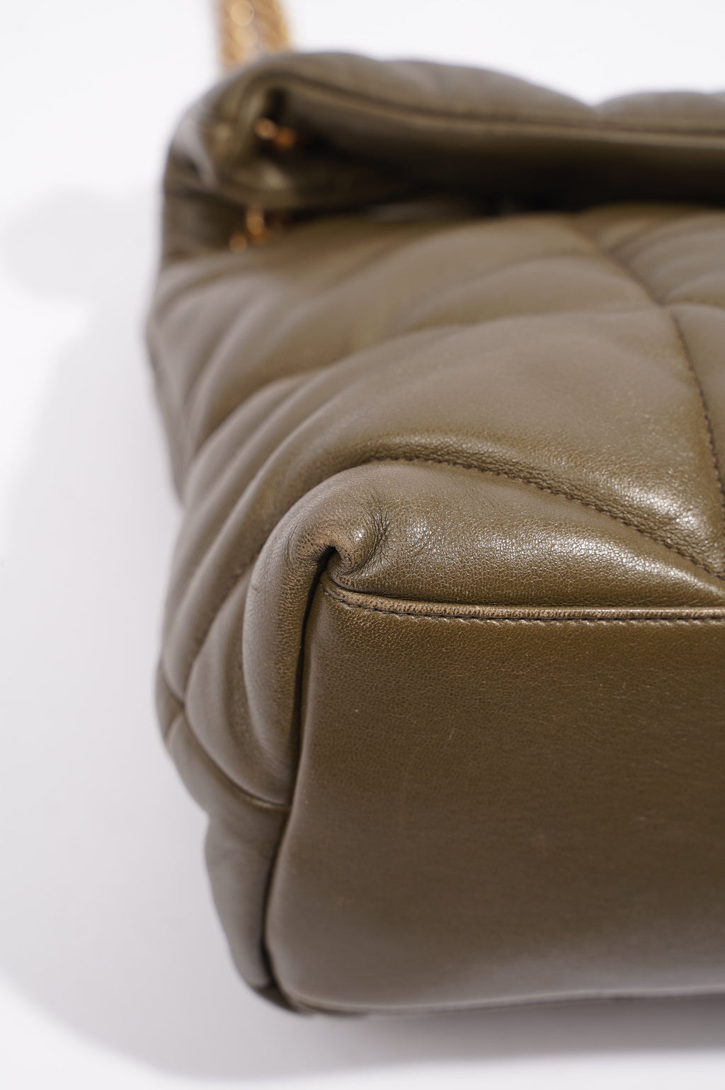 Saint Laurent Womens Lou Lou Puffer Khaki Medium