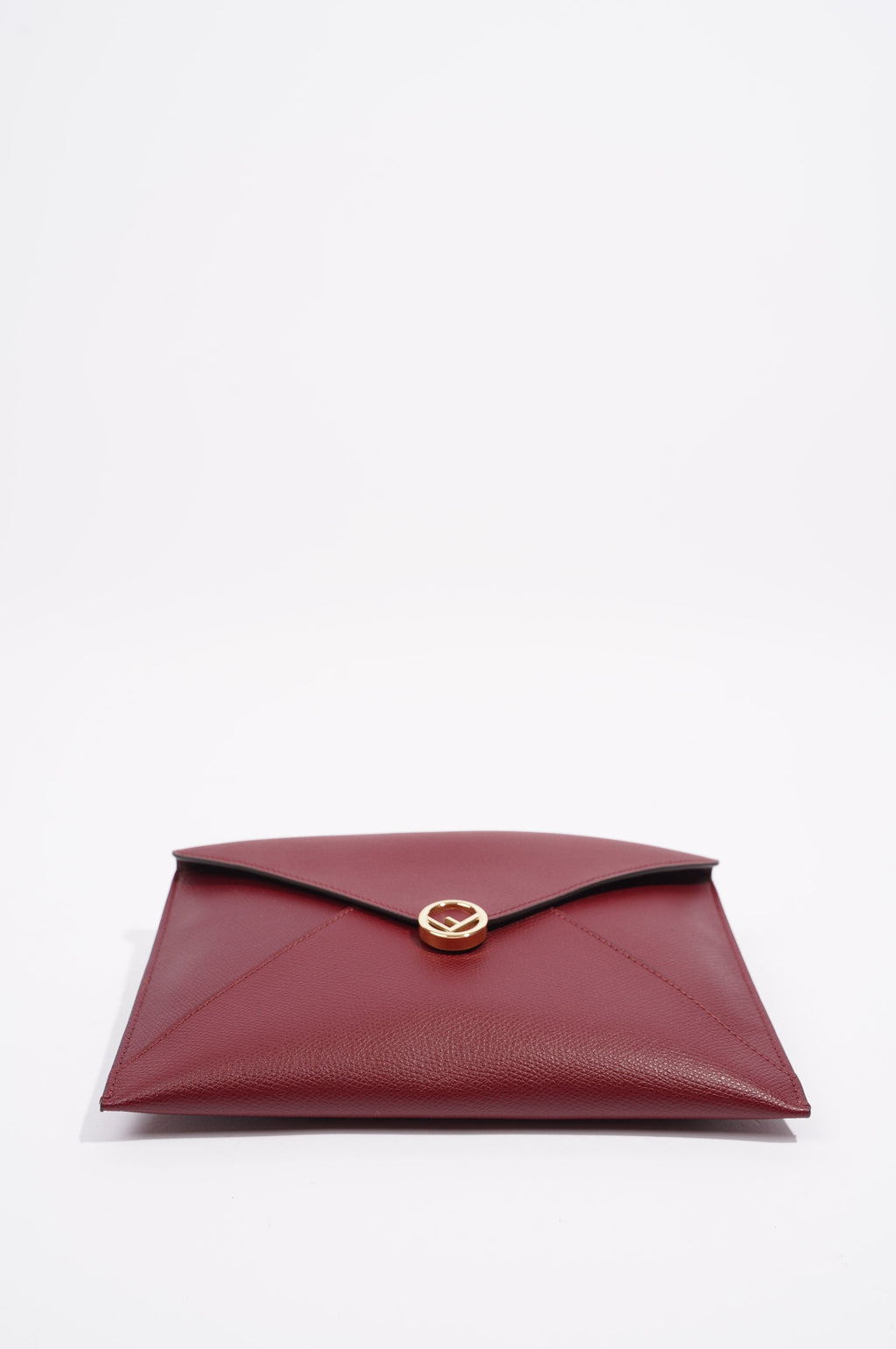 Fendi Womens Pouch Clutch Burgundy Leather