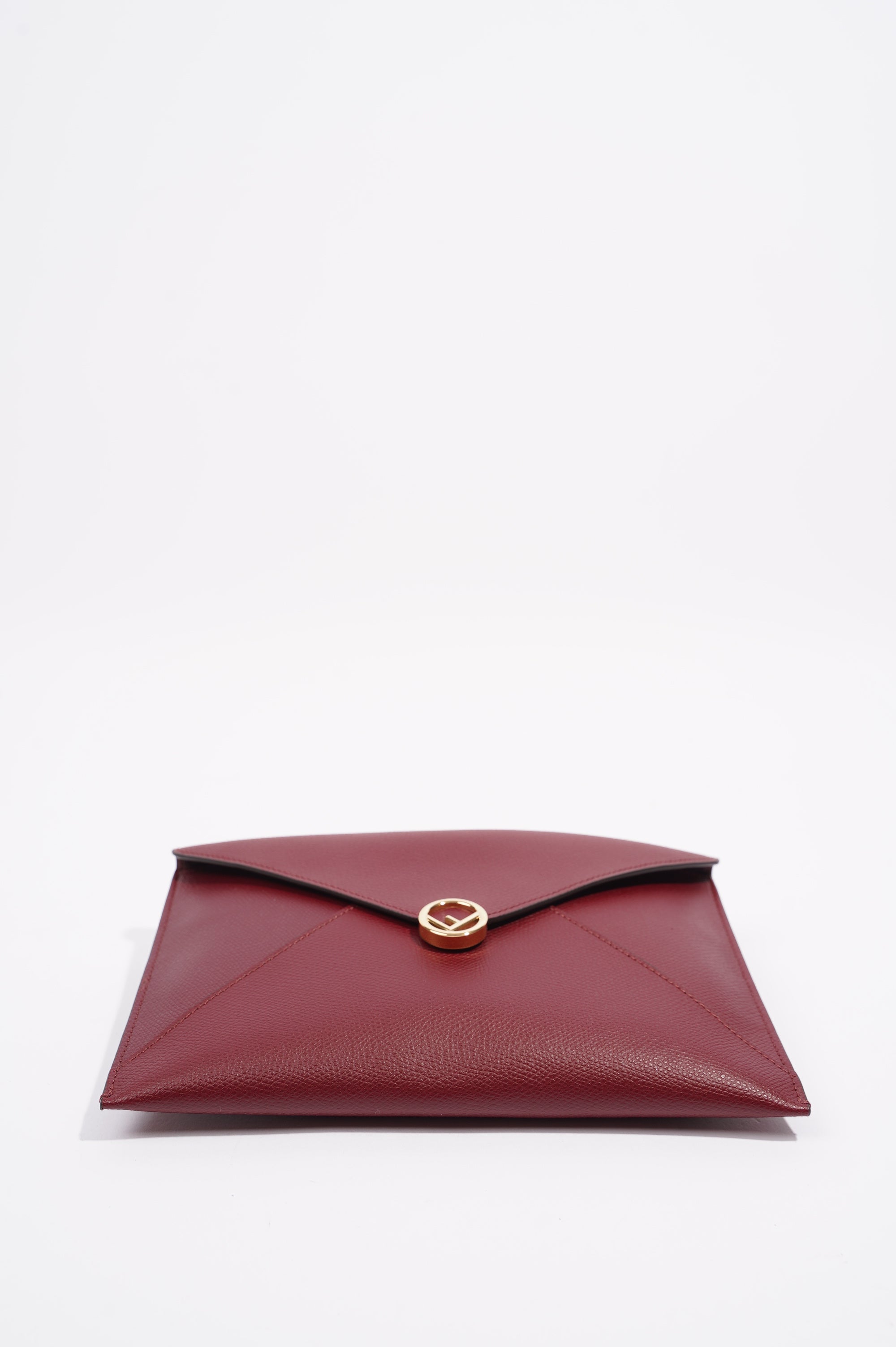 Fendi Womens Pouch Clutch Burgundy Leather