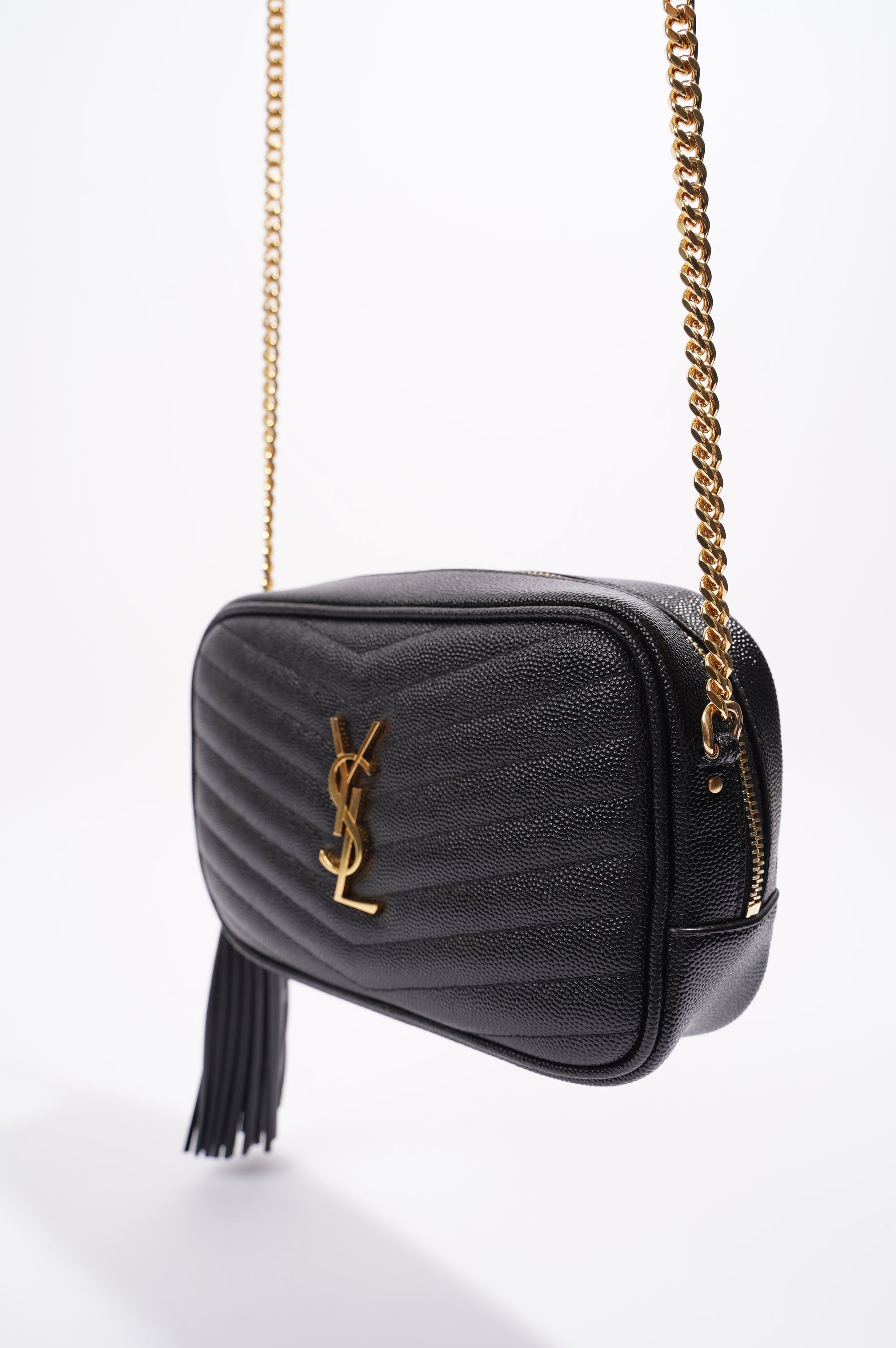 Saint Laurent Womens Lou Camera Bag Black Leather Mini