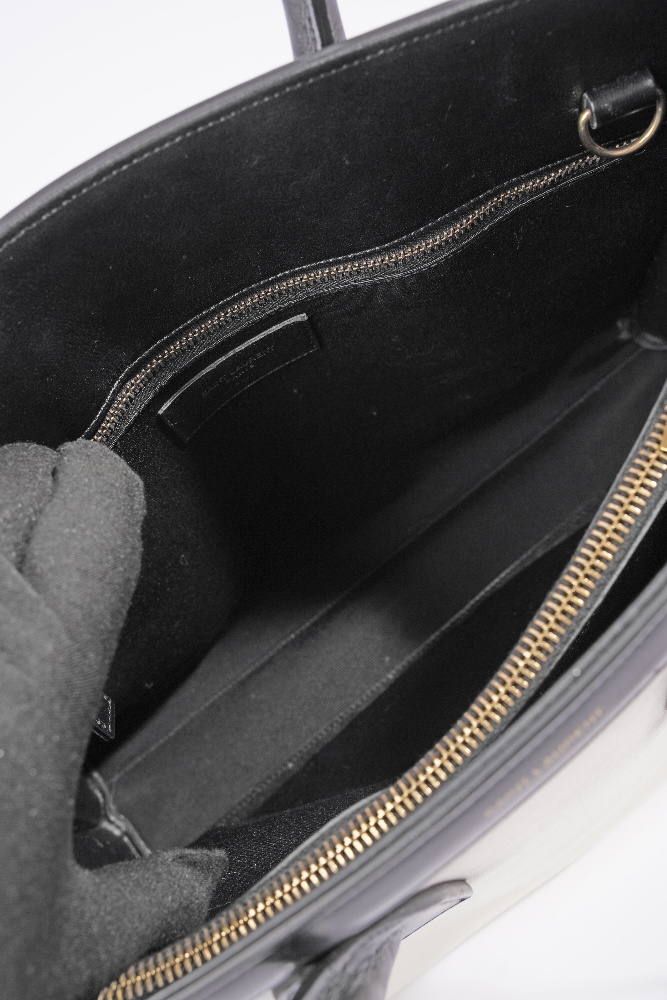 Saint Laurent Sac De Jour Bag Black / White Leather Small