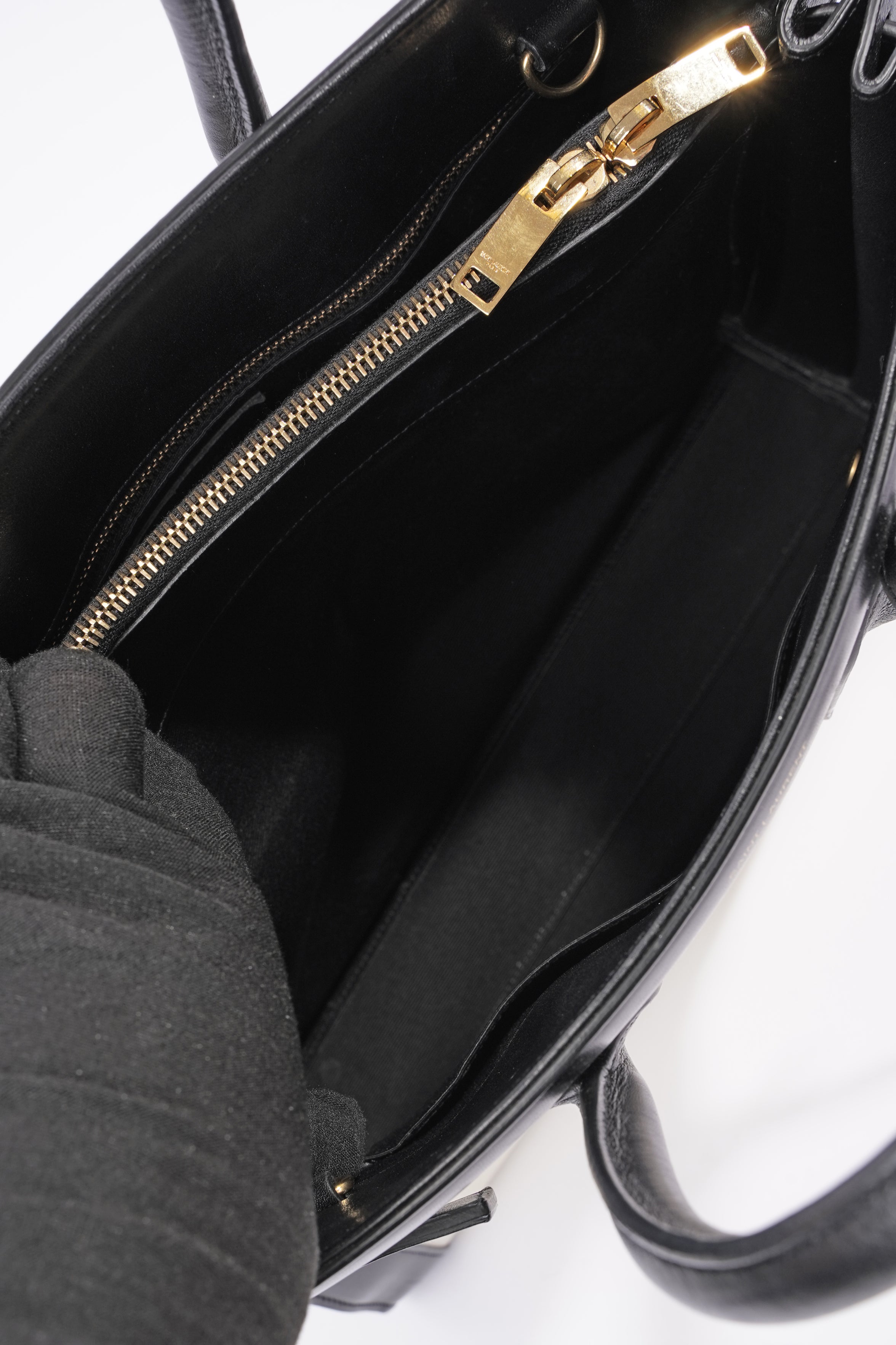 Saint Laurent Sac De Jour Bag Black / White Leather Small