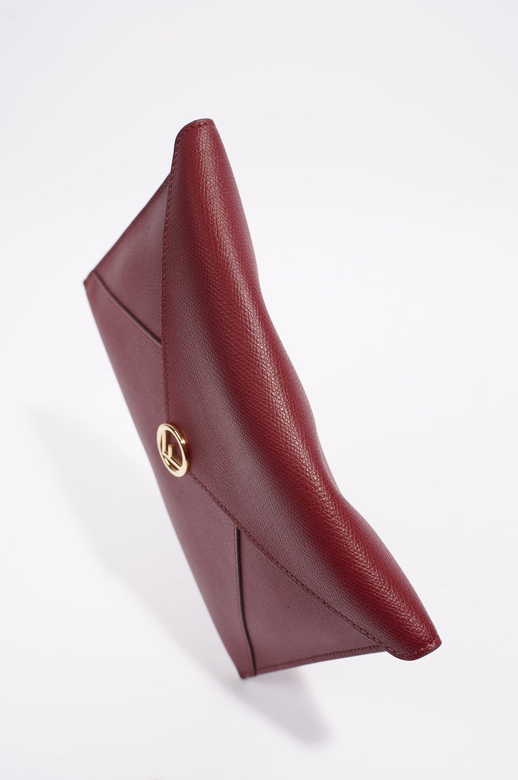 Fendi Womens Pouch Clutch Burgundy Leather