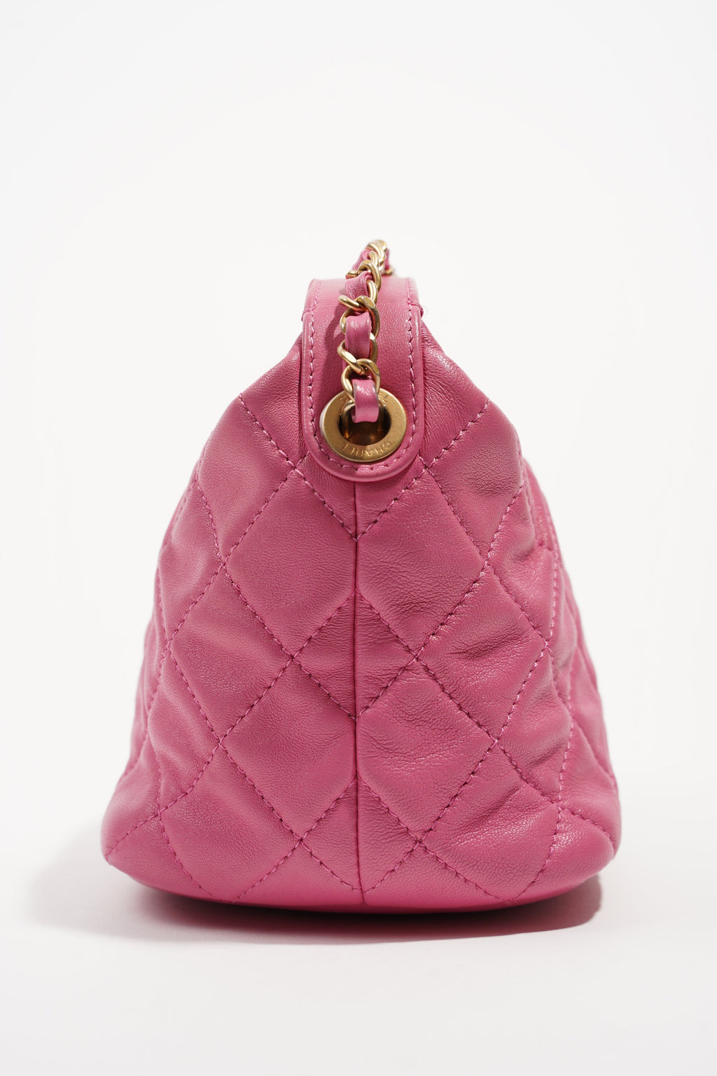 Chanel Womens Bowling Bag Pink Lambskin