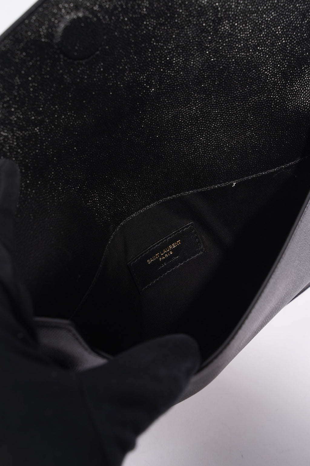 Saint Laurent Womens Uptown Pouch Black / Gold