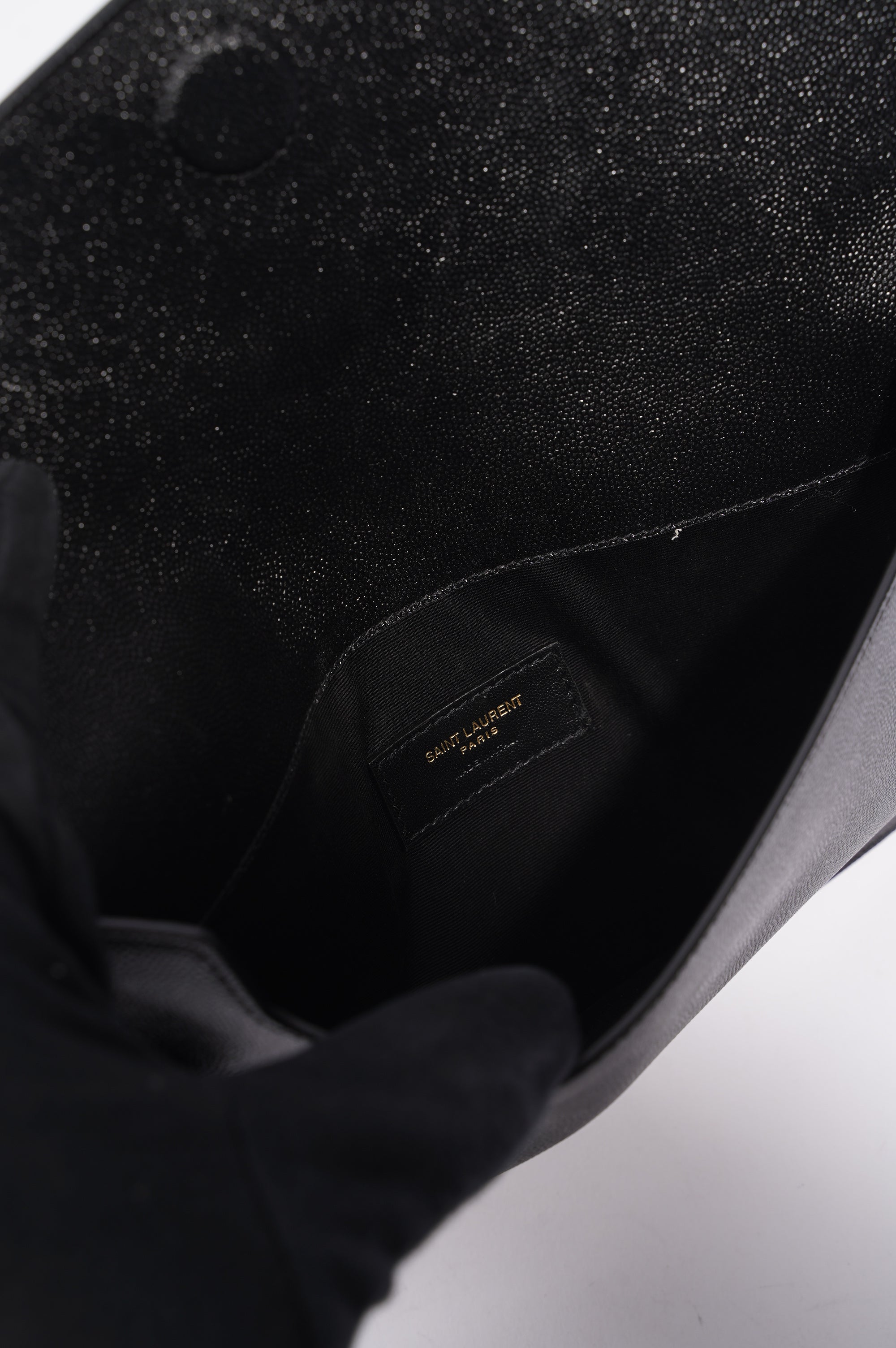 Saint Laurent Womens Uptown Pouch Black / Gold