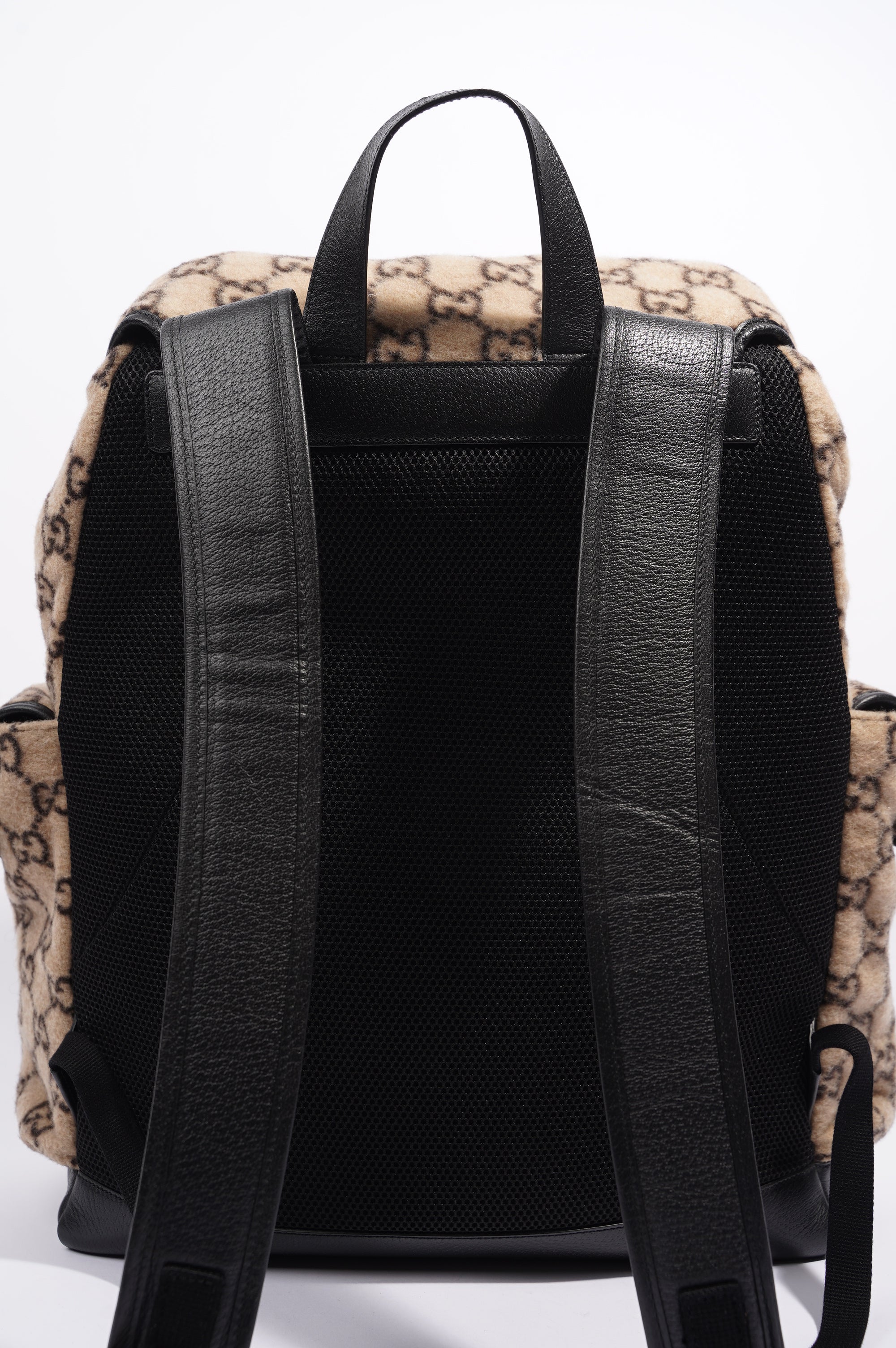 Gucci Womens GG Backpack Beige Wool