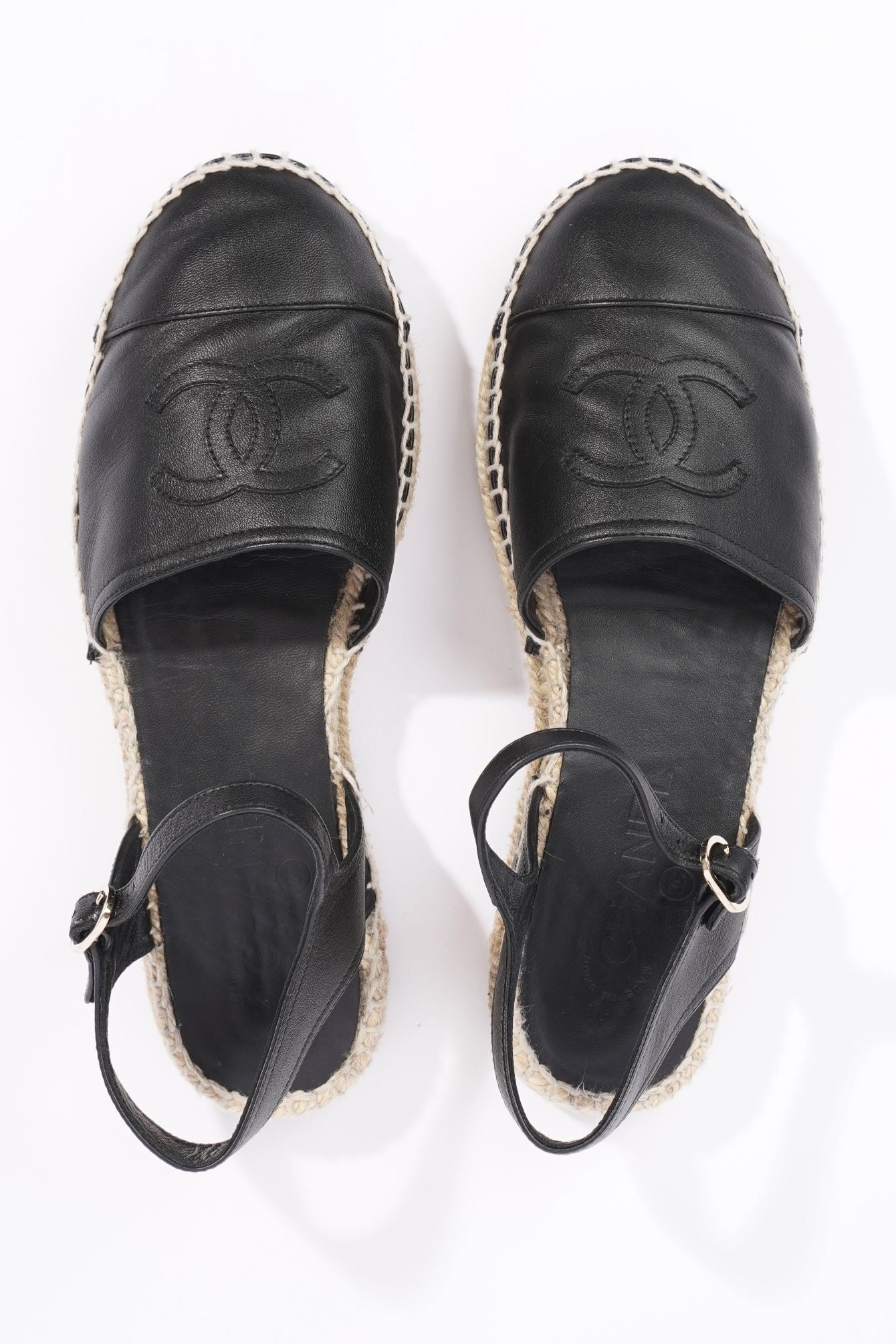 Chanel Womens Strap Espadrilles Black EU 38 / UK 5