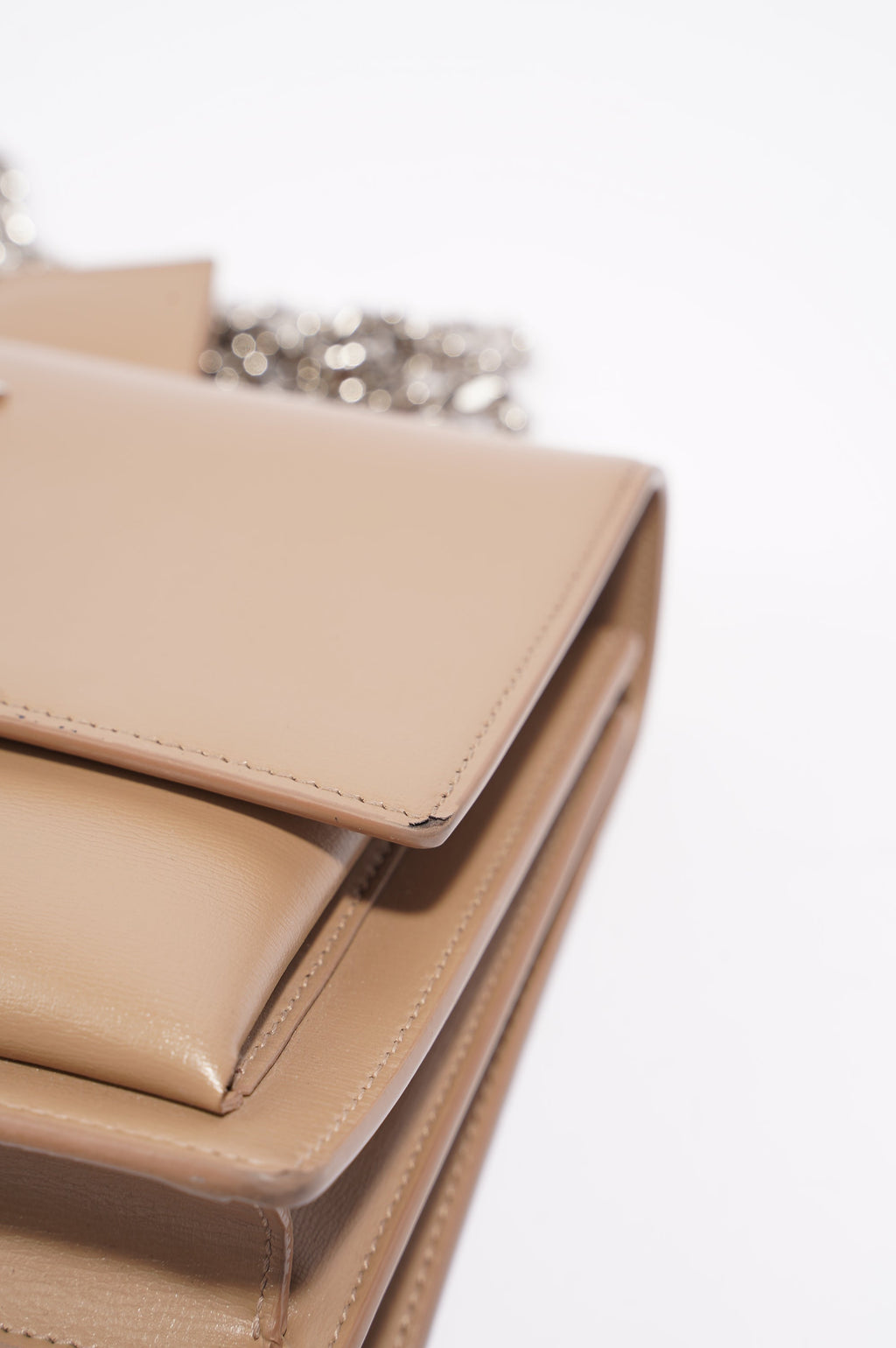 Saint Laurent Womens Sunset Chain Bag Dark Beige Medium